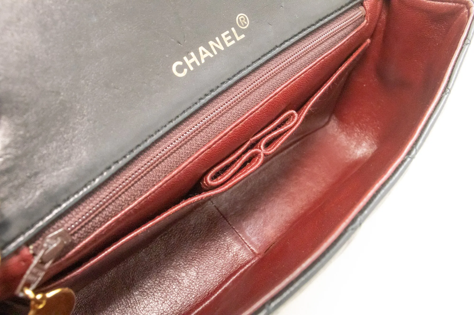 CHANEL Full Flap Chain Shoulder Bag Crossbody Black Quilted Lamb n22
