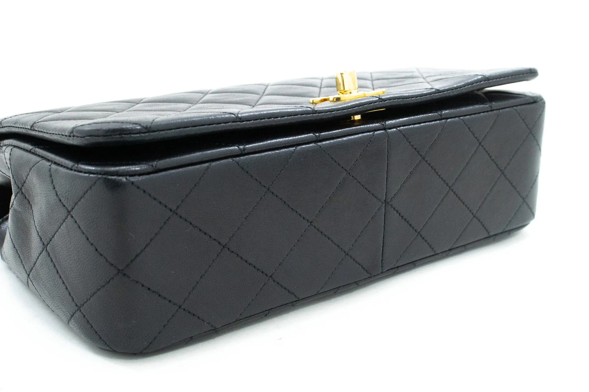 CHANEL Full Flap Chain Shoulder Bag Crossbody Black Quilted Lamb n22