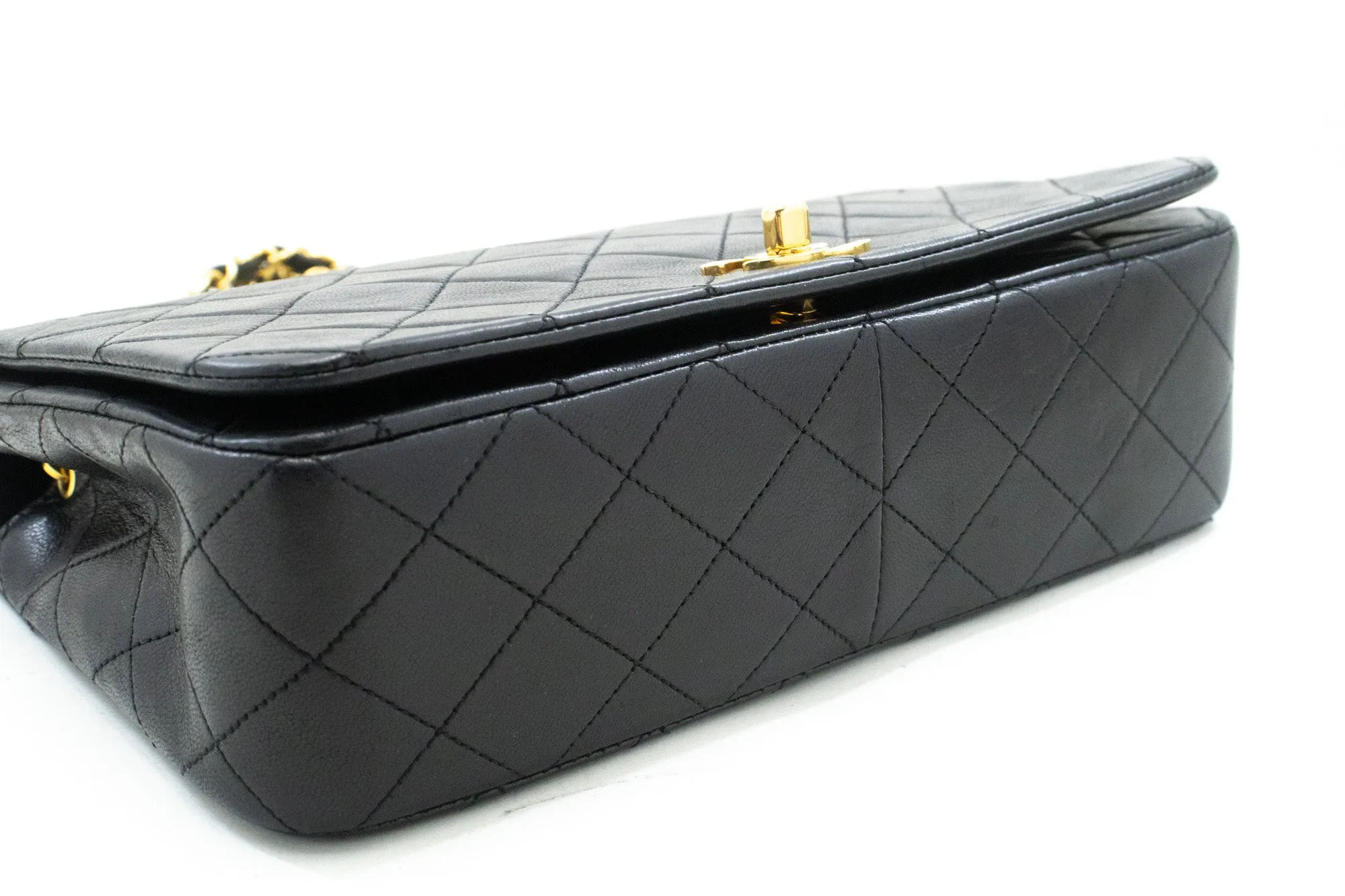 CHANEL Full Flap Chain Shoulder Bag Crossbody Black Quilted Lamb n67