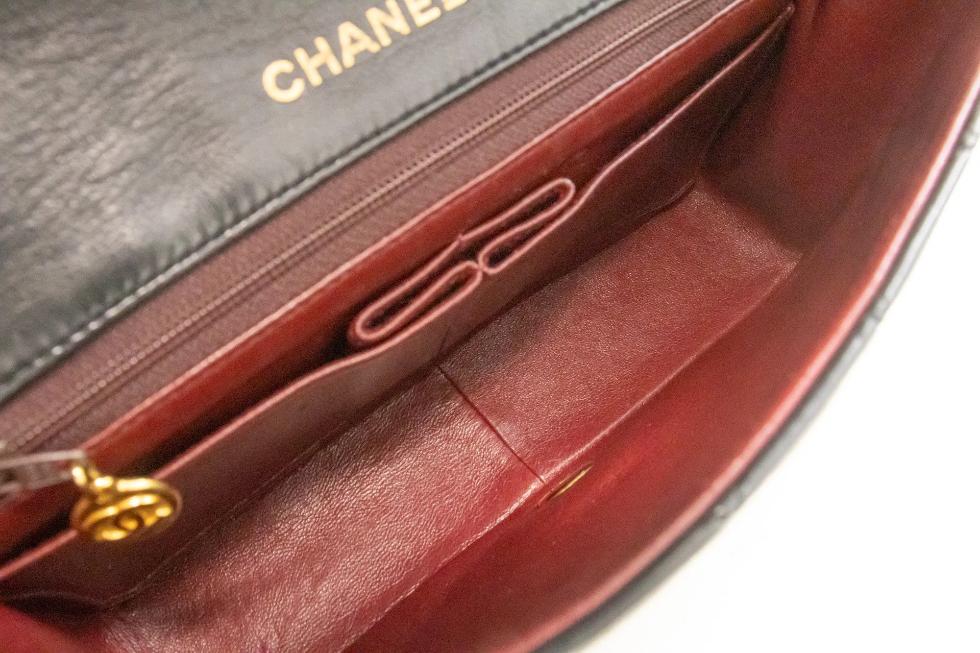 CHANEL Full Flap Chain Shoulder Bag Crossbody Black Quilted Lamb n67