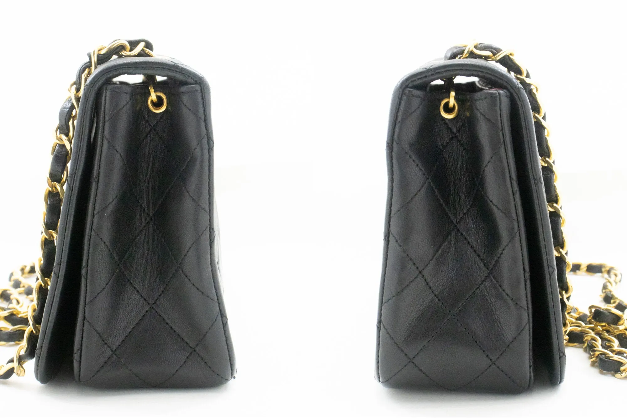 CHANEL Full Flap Chain Shoulder Bag Crossbody Black Quilted Lamb n67