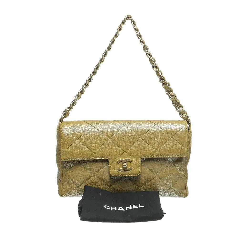 Chanel Gold Flap Shoulder Bag Caviar