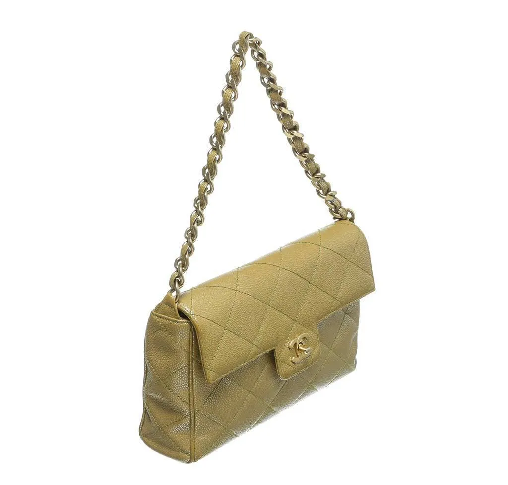 Chanel Gold Flap Shoulder Bag Caviar