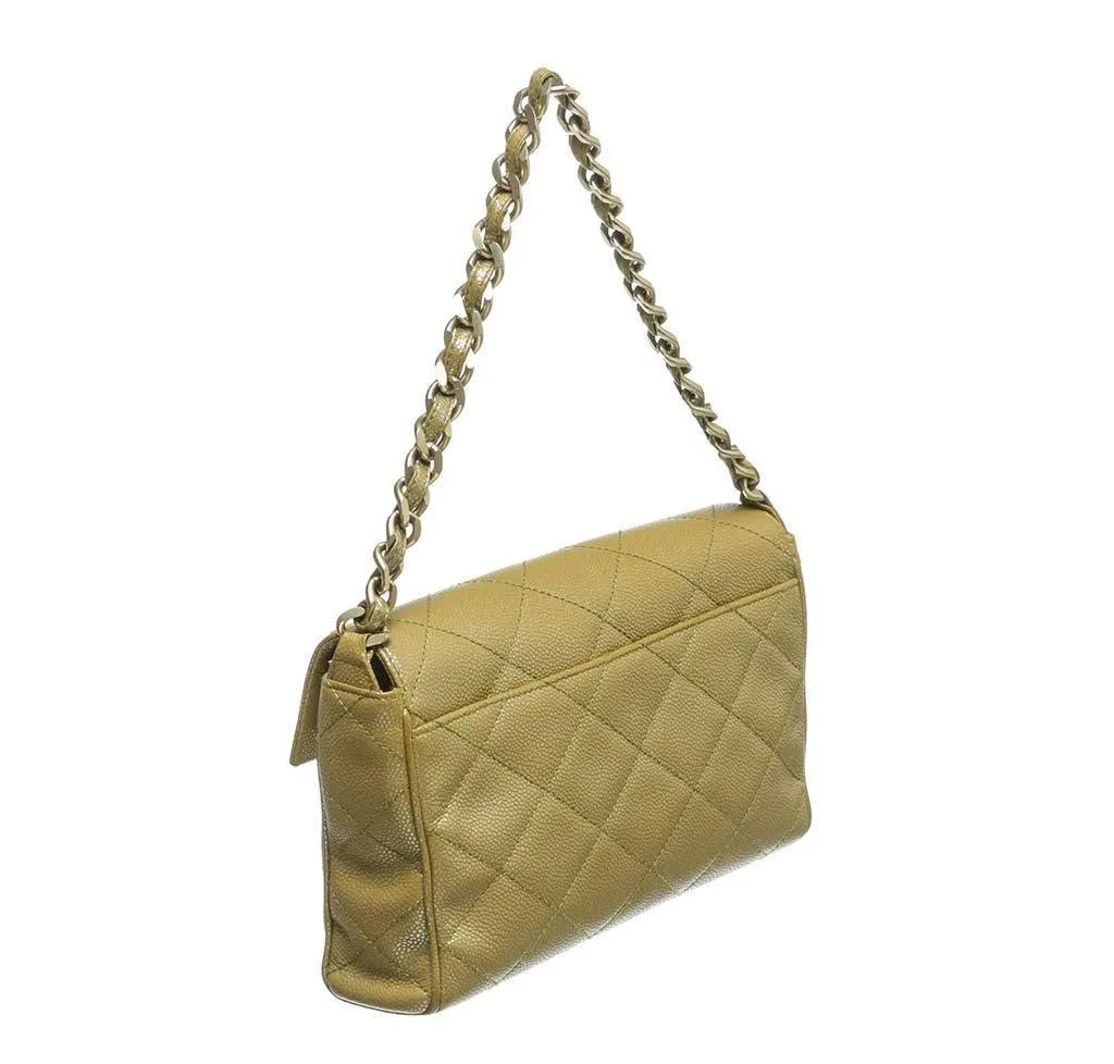 Chanel Gold Flap Shoulder Bag Caviar