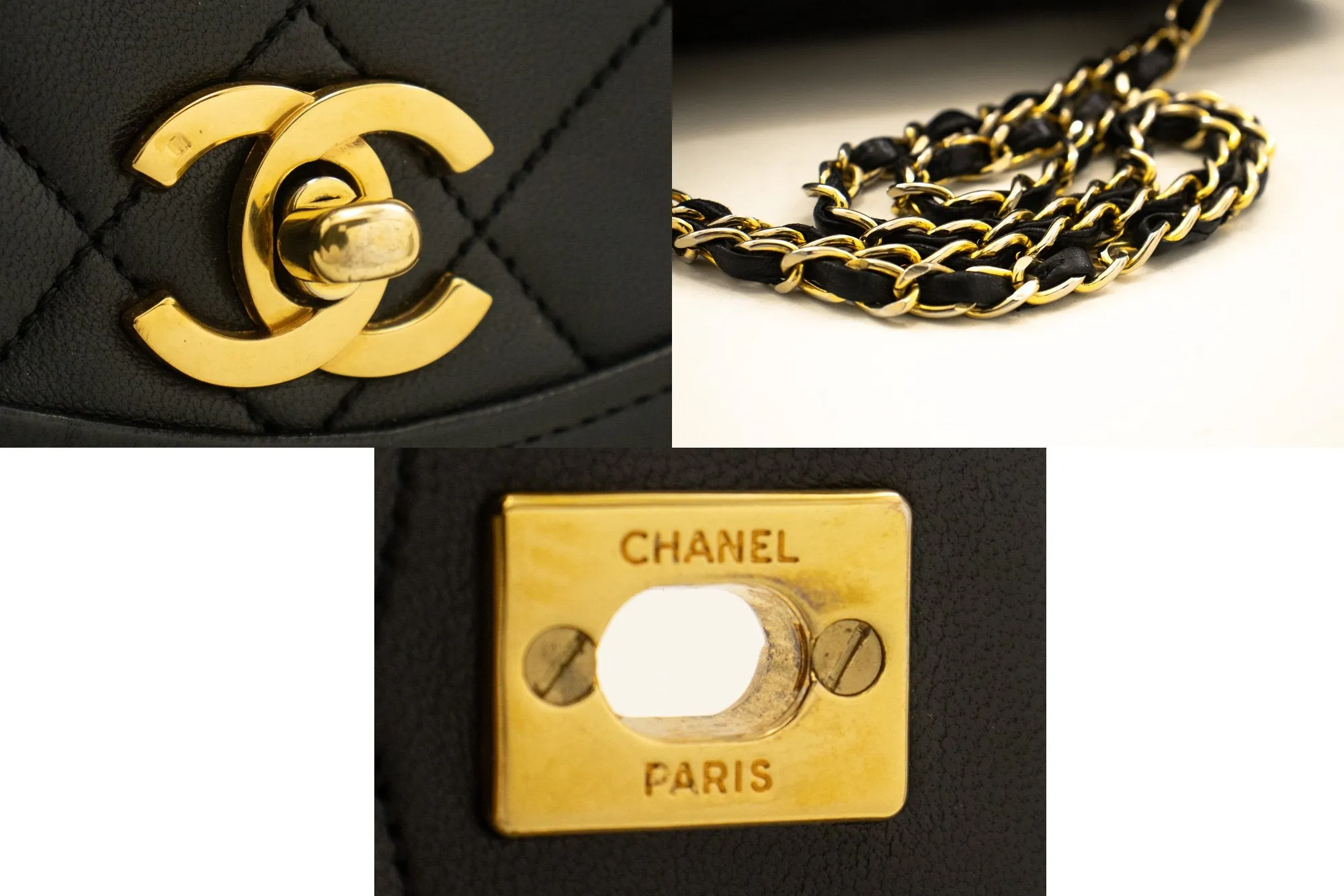 CHANEL Half Moon Chain Shoulder Bag Crossbody Black Quilted Flap L76