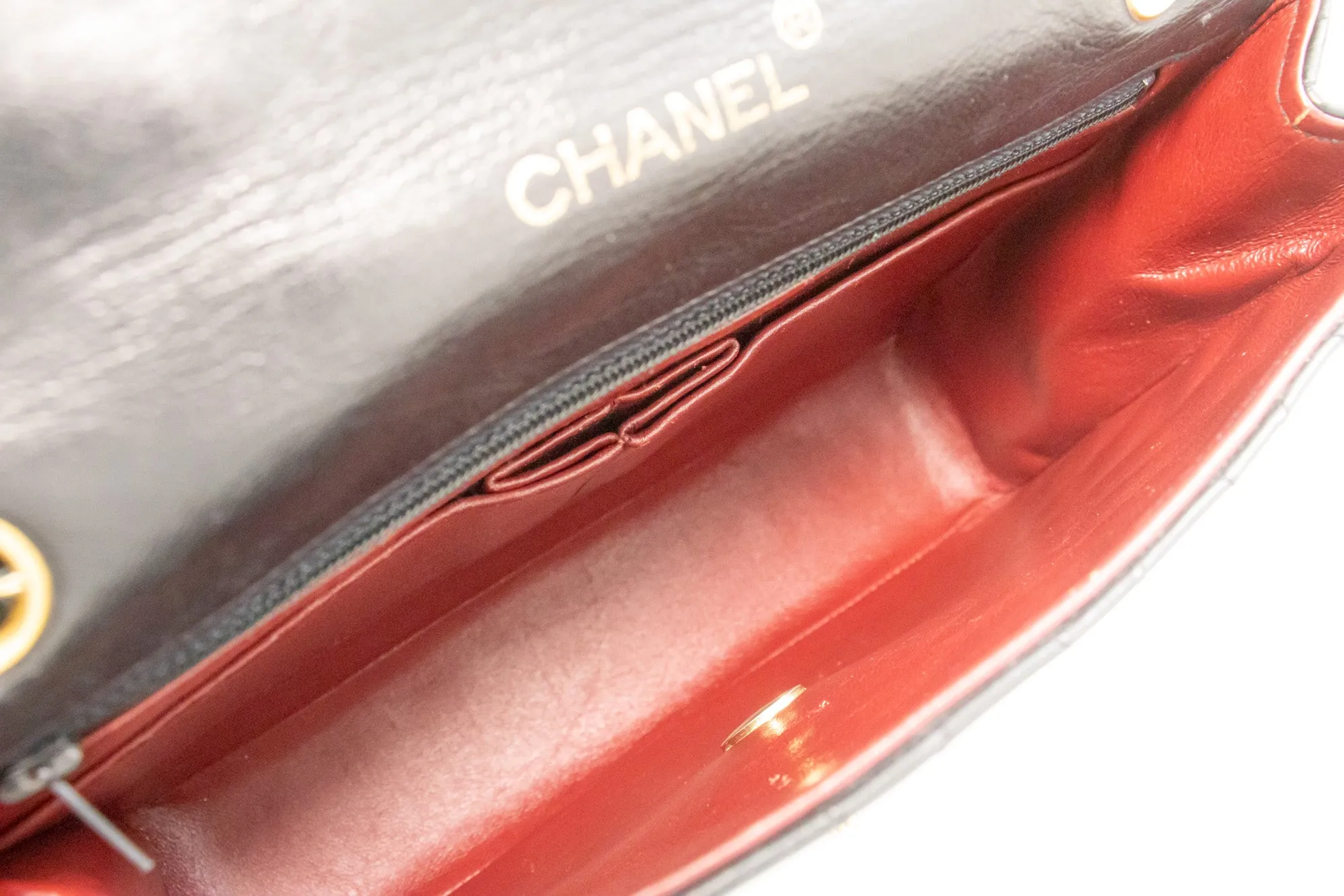 CHANEL Half Moon Chain Shoulder Bag Crossbody Black Quilted Flap L76