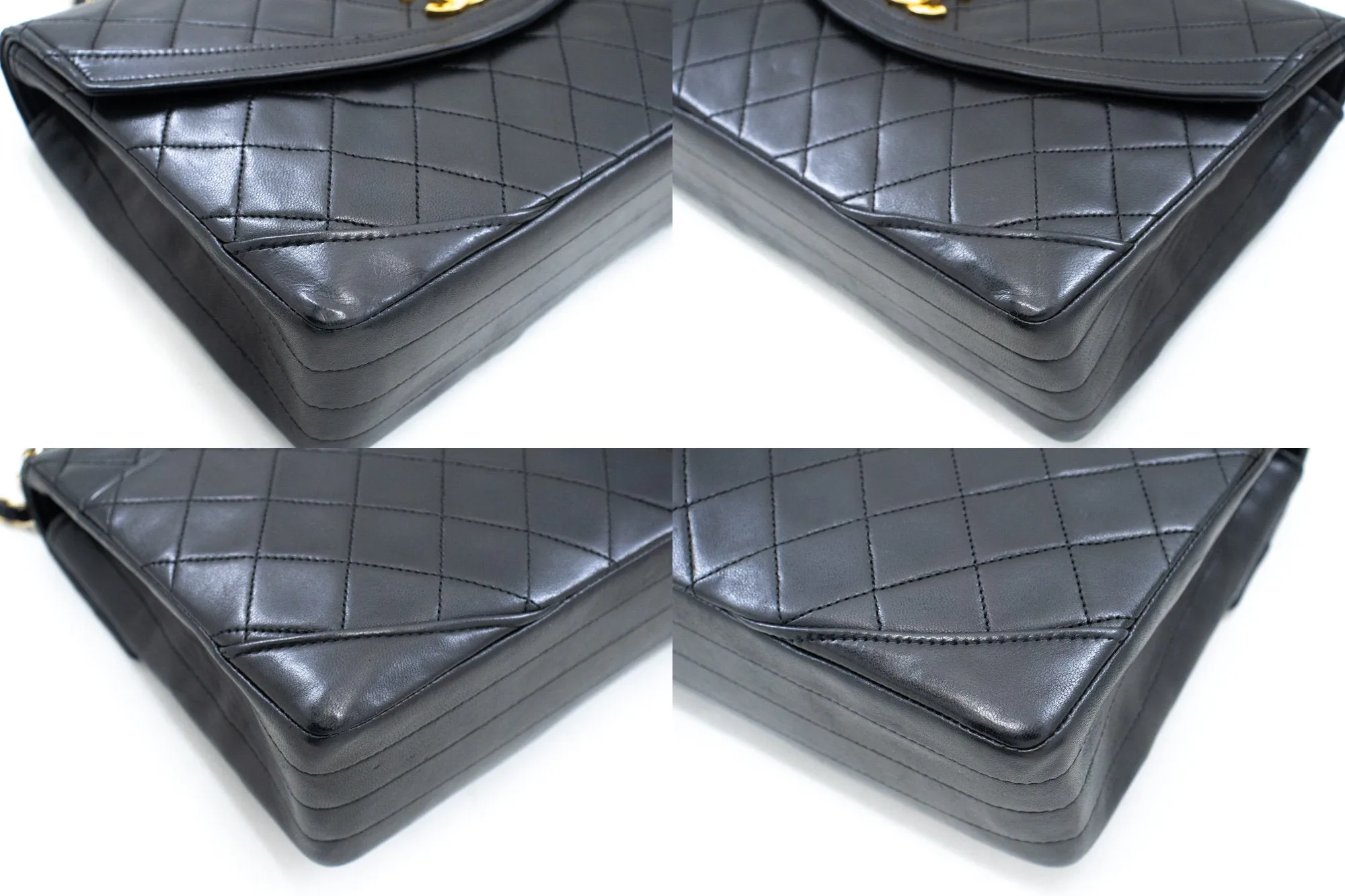 CHANEL Half Moon Chain Shoulder Bag Crossbody Black Quilted Flap L76
