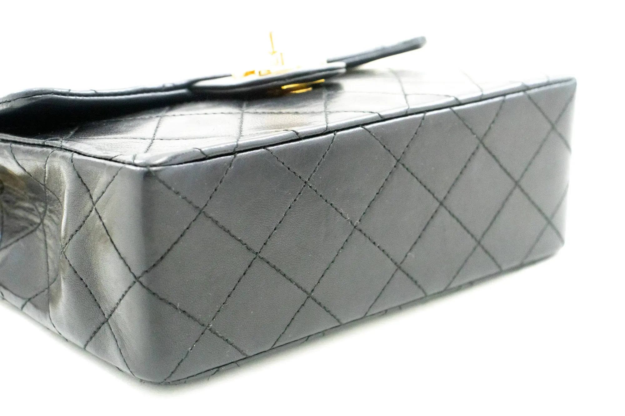 CHANEL Mini Square Small Chain Shoulder Bag Crossbody Black Lamb m26