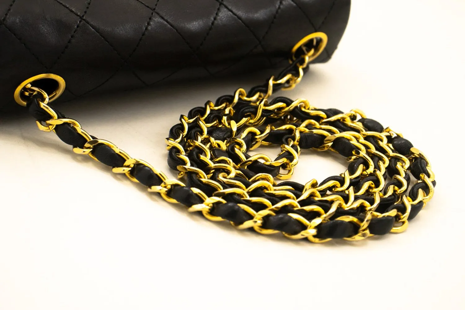 CHANEL Mini Square Small Chain Shoulder Bag Crossbody Black Lamb m26