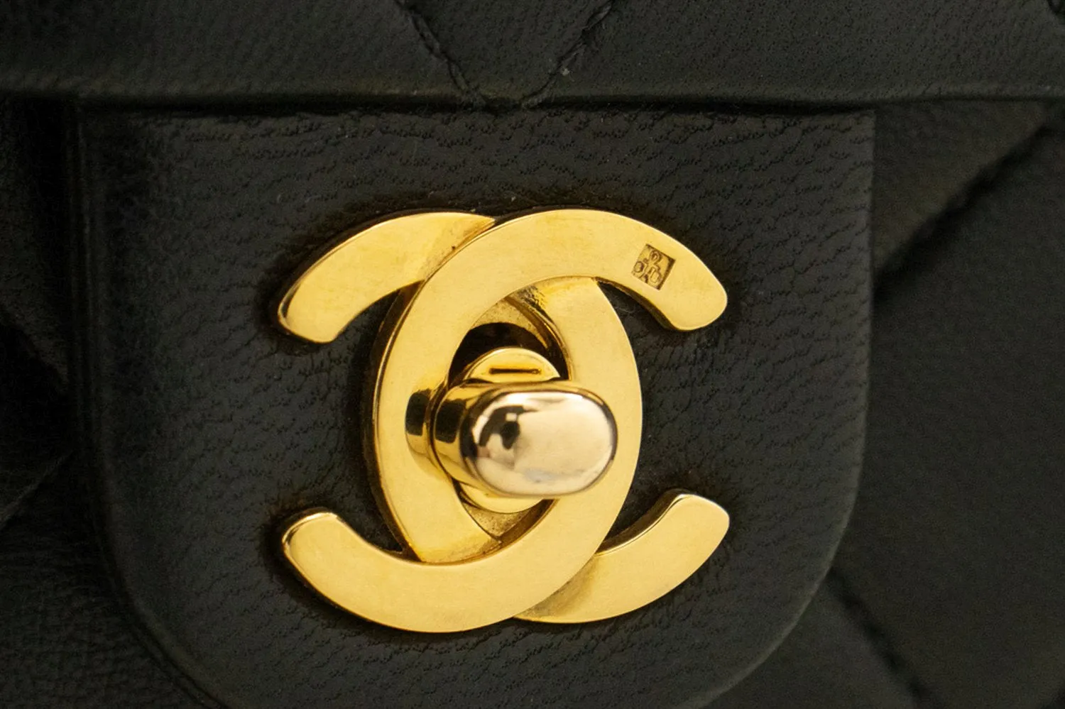 CHANEL Mini Square Small Chain Shoulder Bag Crossbody Black Lamb n28