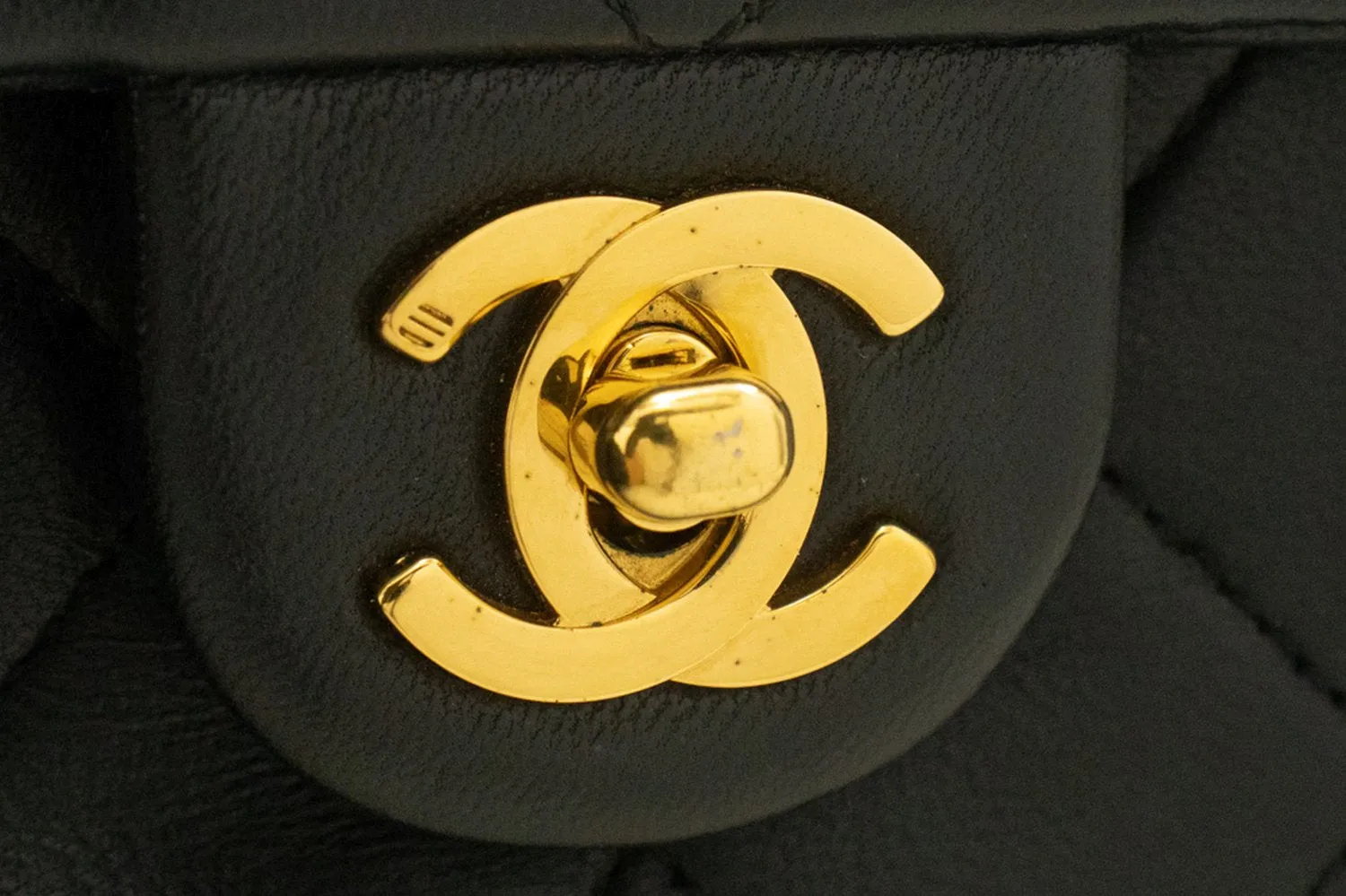 CHANEL Mini Square Small Chain Shoulder Bag Crossbody Black Lamb n69