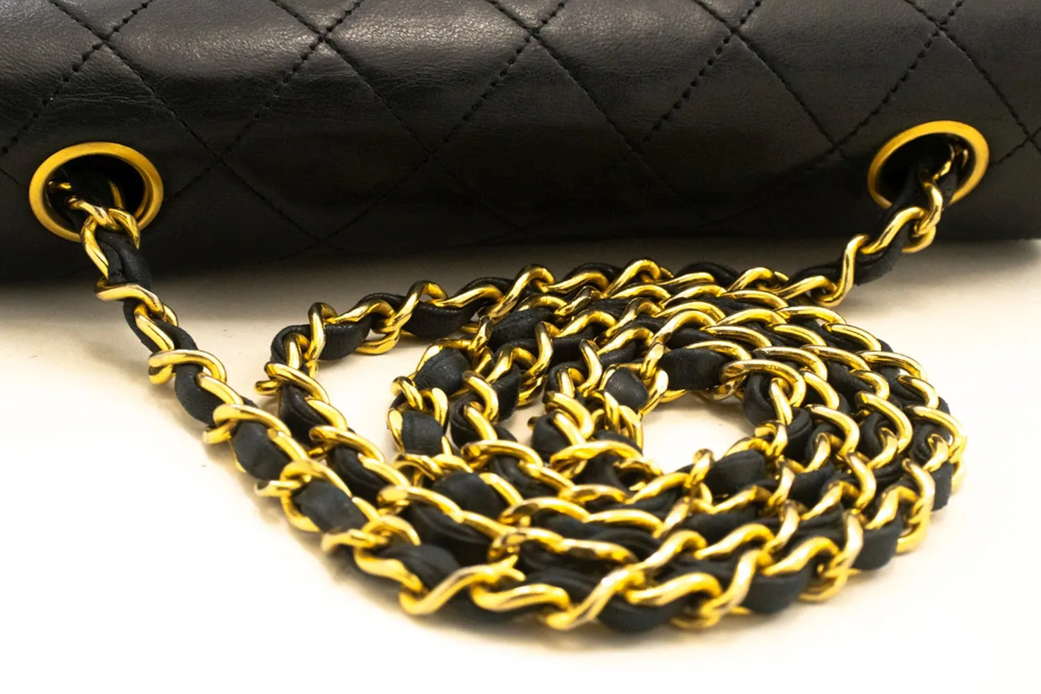 CHANEL Mini Square Small Chain Shoulder Bag Crossbody Black Lamb n69