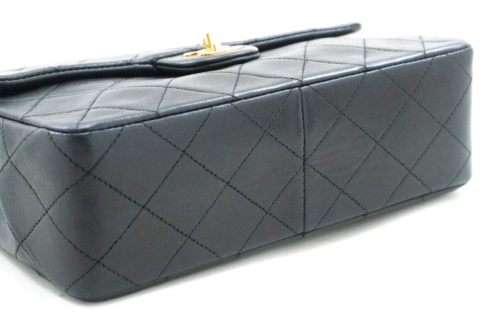 CHANEL Mini Square Small Chain Shoulder Bag Crossbody Black Lamb n69