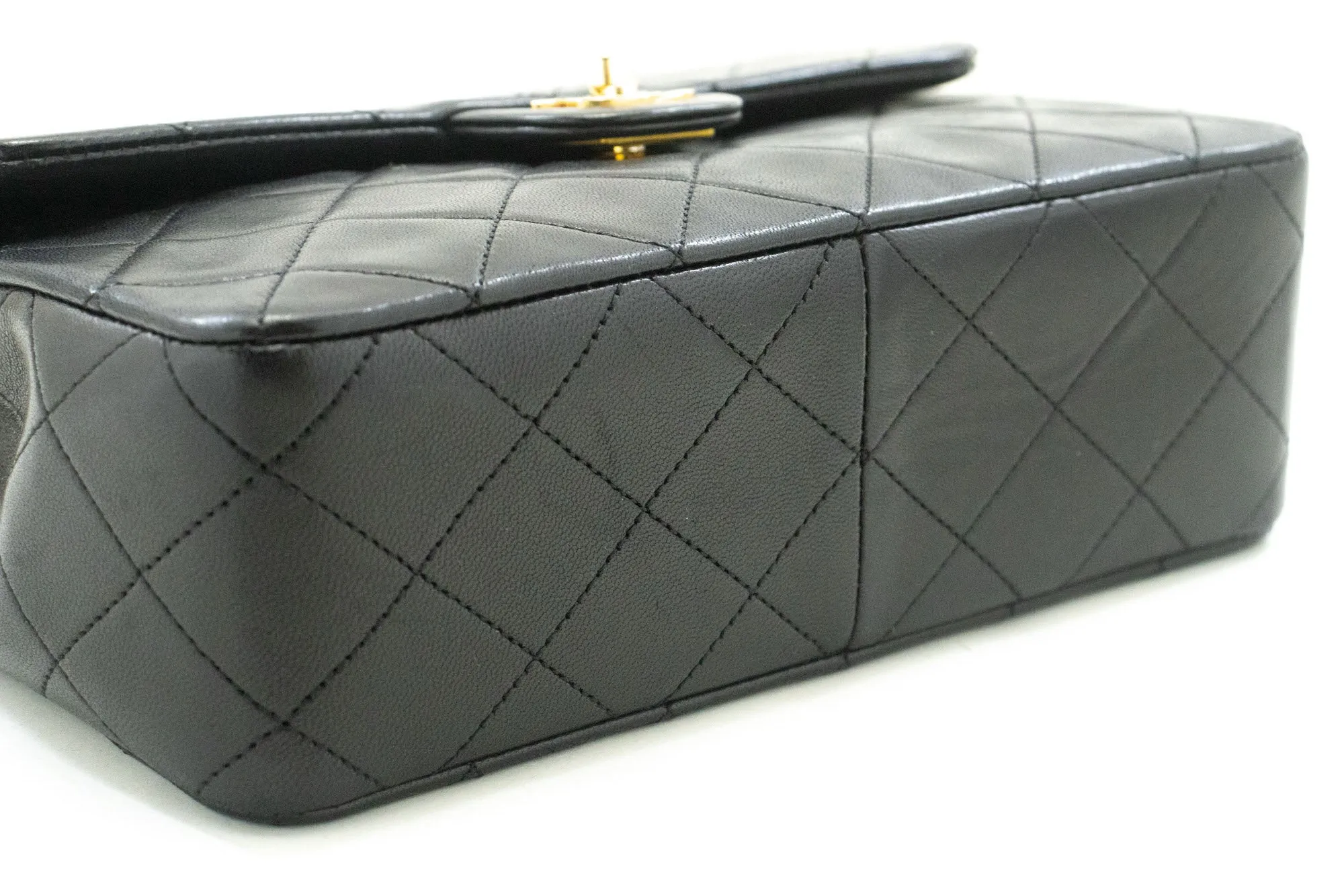 CHANEL Mini Square Small Chain Shoulder Bag Crossbody Black Lamb p03