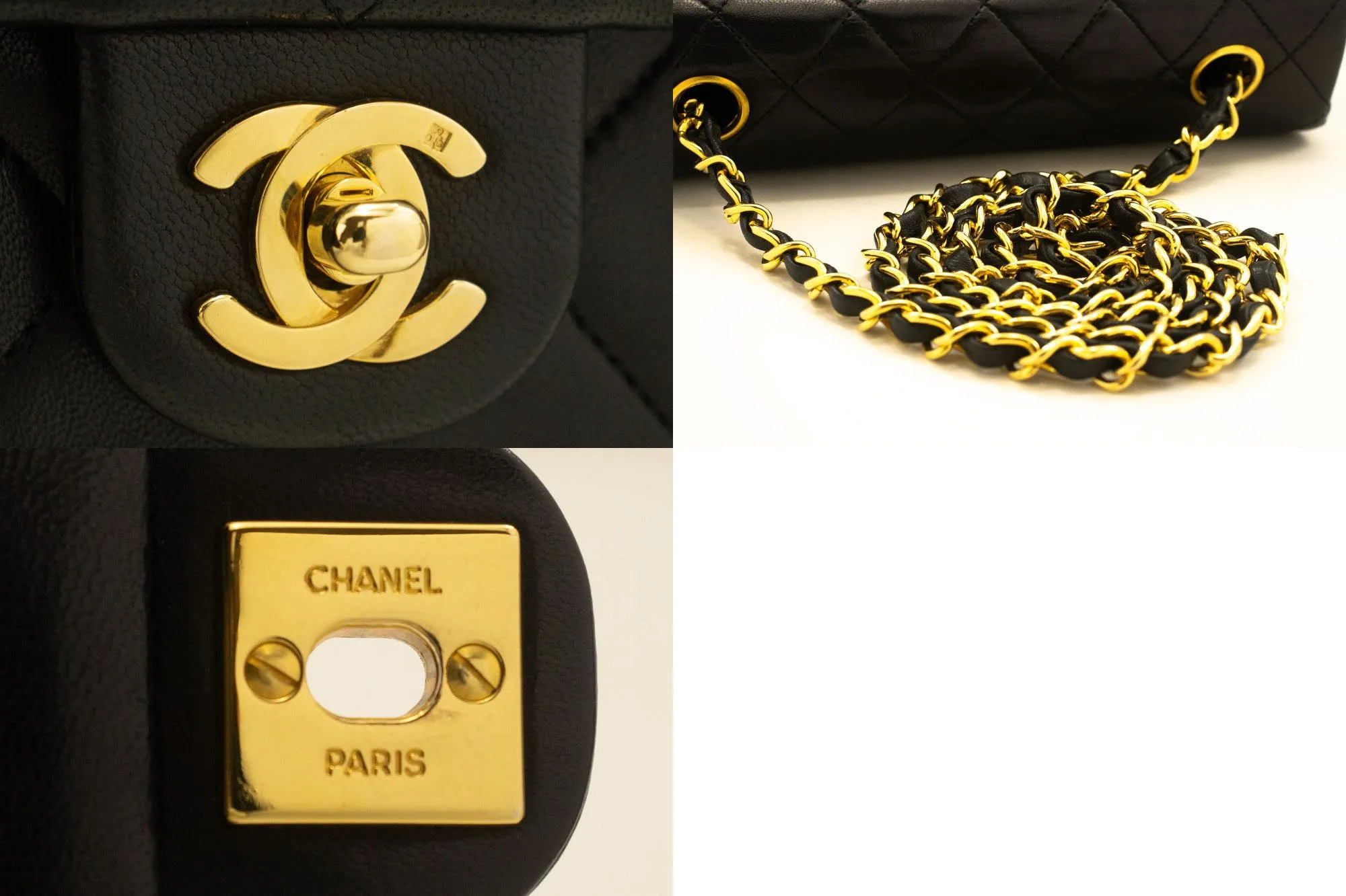 CHANEL Mini Square Small Chain Shoulder Bag Crossbody Black Lamb p03