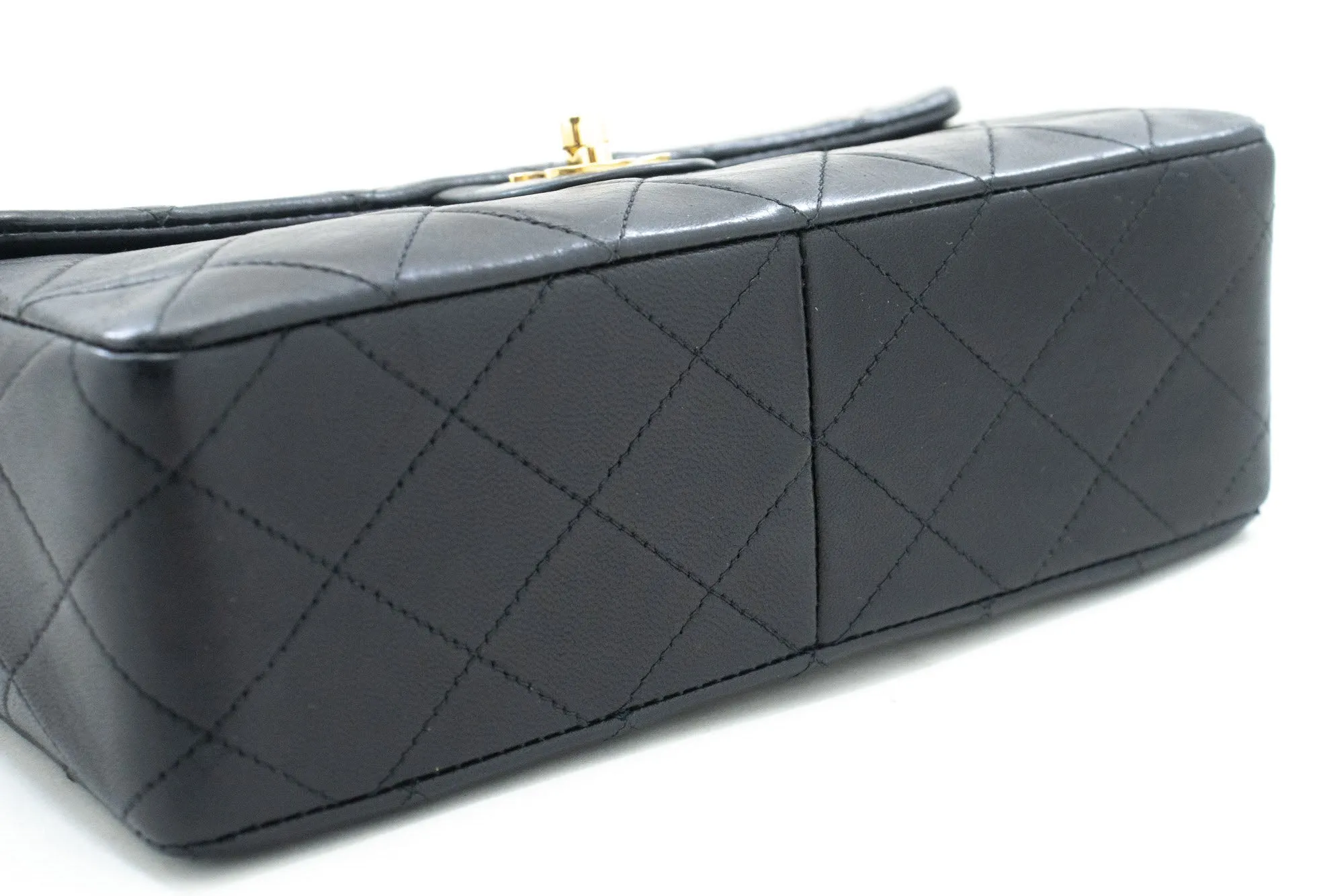 CHANEL Mini Square Small Chain Shoulder Bag Crossbody Black Lamb p39