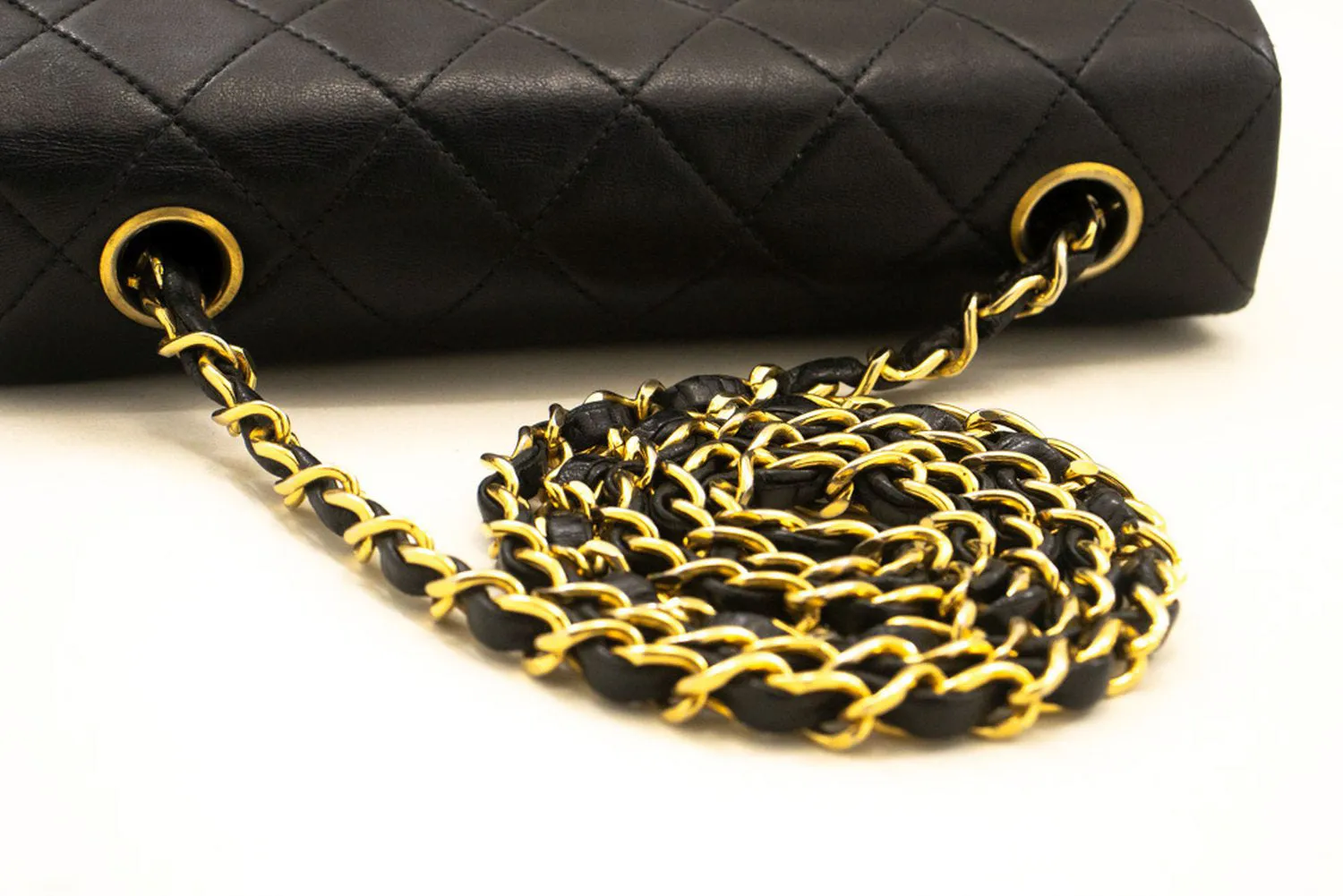 CHANEL Mini Square Small Chain Shoulder Bag Crossbody Black Lamb p39