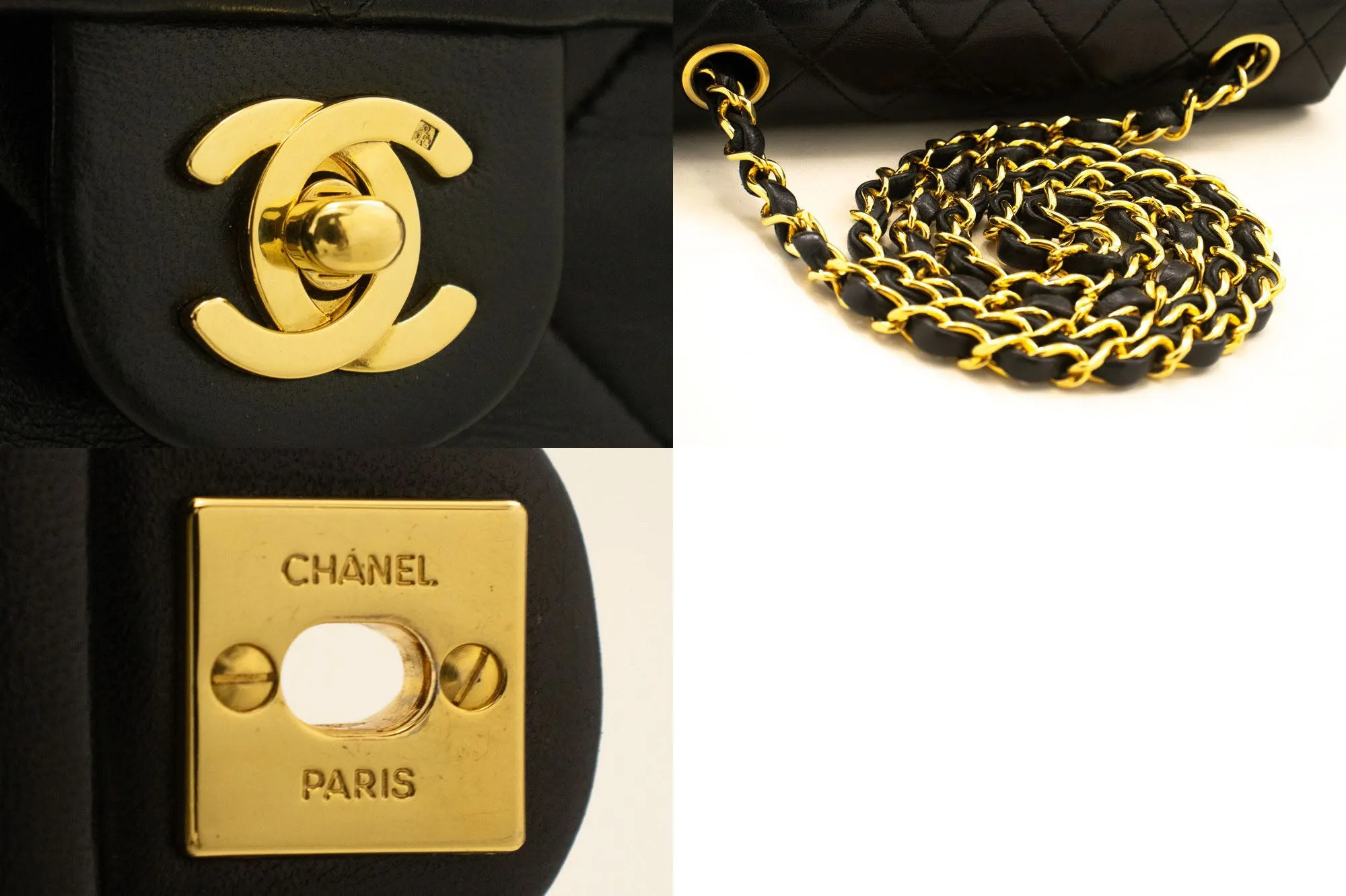 CHANEL Mini Square Small Chain Shoulder Bag Crossbody Black Lamb p52