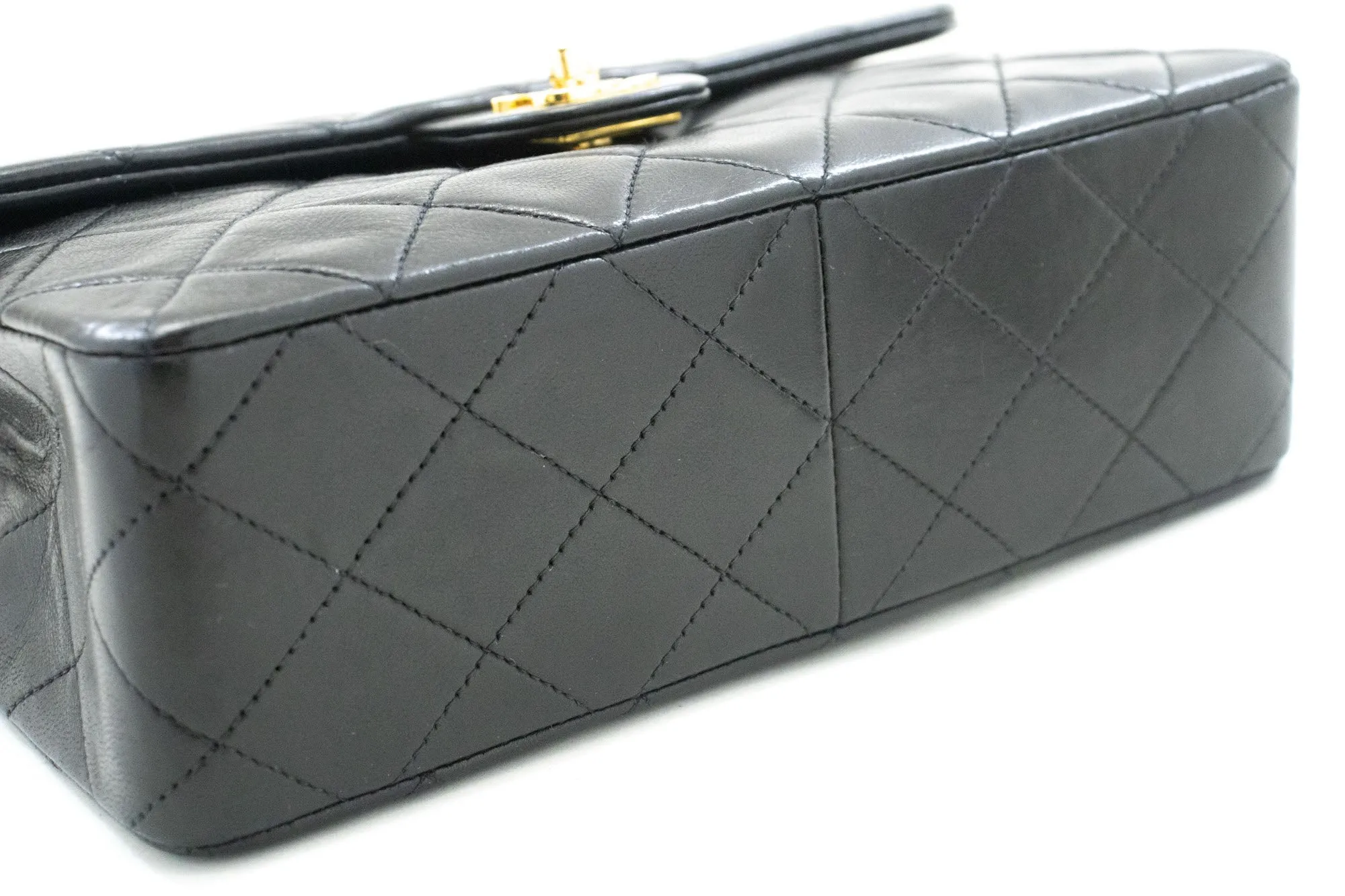CHANEL Mini Square Small Chain Shoulder Bag Crossbody Black Lamb p52