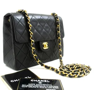 CHANEL Mini Square Small Chain Shoulder Bag Crossbody Black Lamb p52