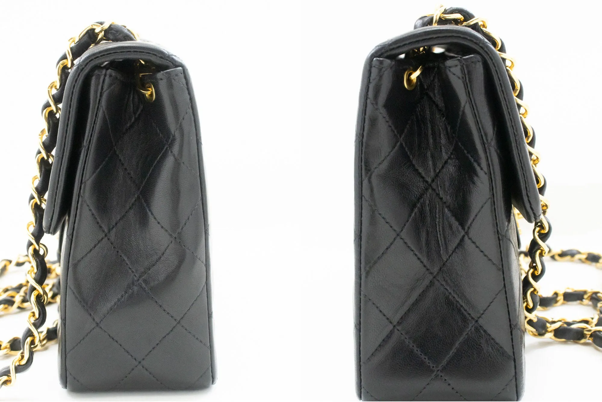 CHANEL Mini Square Small Chain Shoulder Bag Crossbody Black Lamb p52