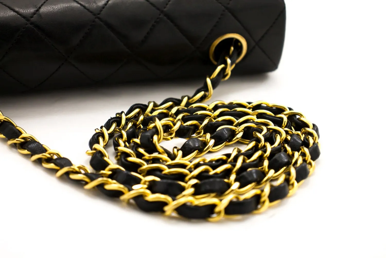 CHANEL Mini Square Small Chain Shoulder Bag Crossbody Black Quilt f77