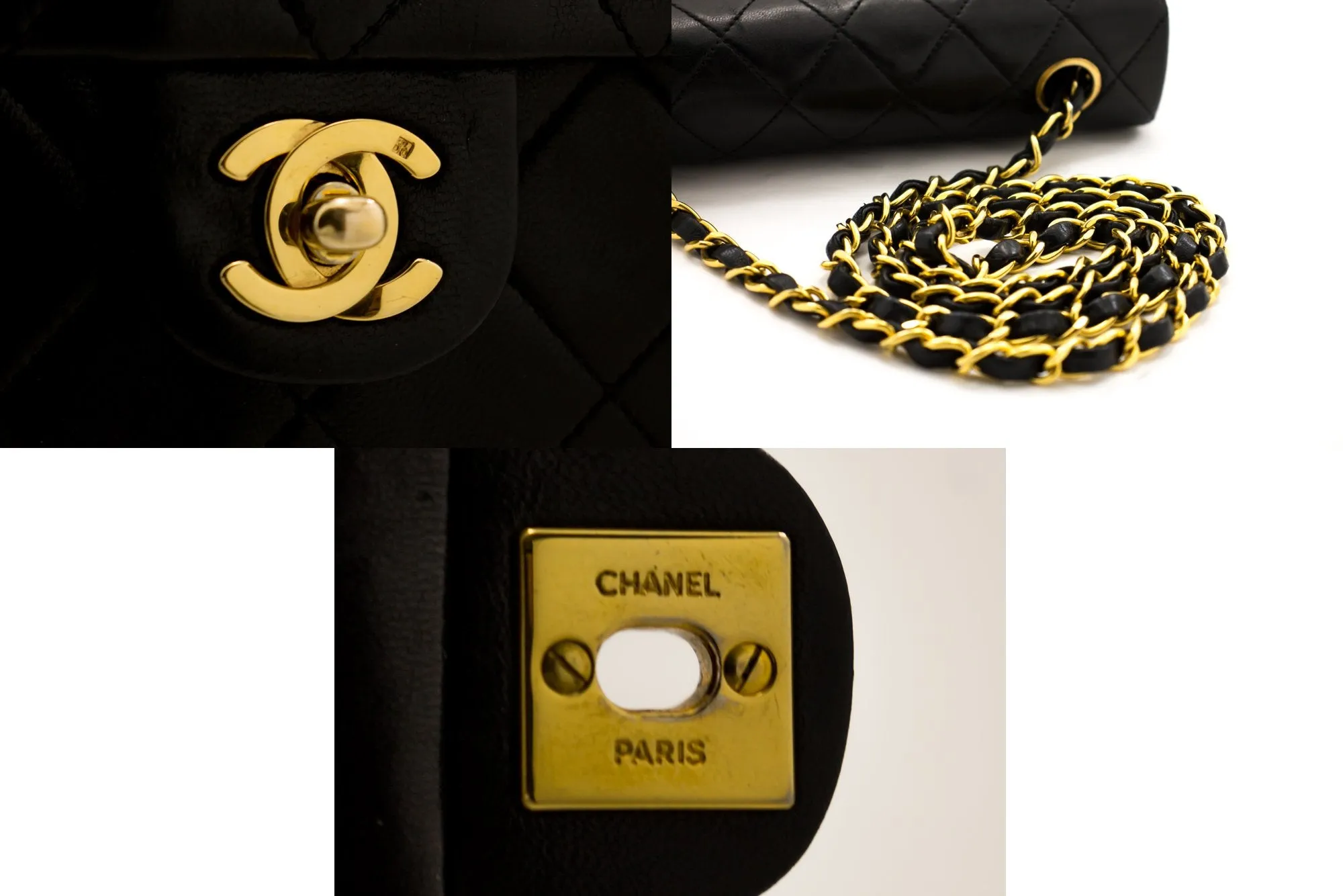 CHANEL Mini Square Small Chain Shoulder Bag Crossbody Black Quilt f77