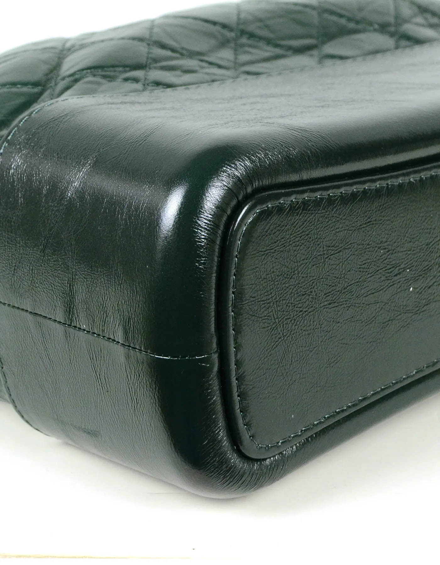 Chanel NWT Dark Green Distressed Quilted Medium Gabrielle Bag