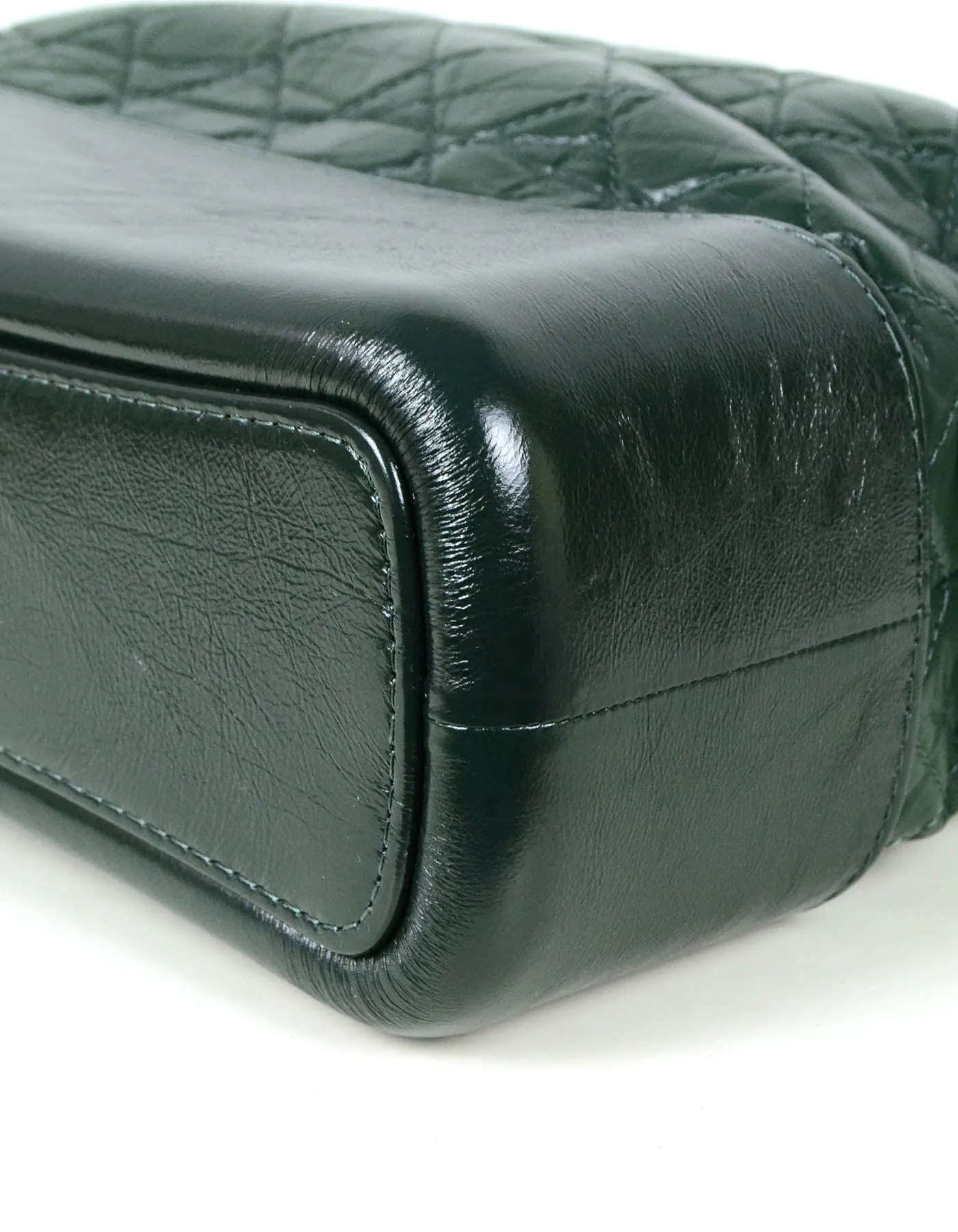 Chanel NWT Dark Green Distressed Quilted Medium Gabrielle Bag