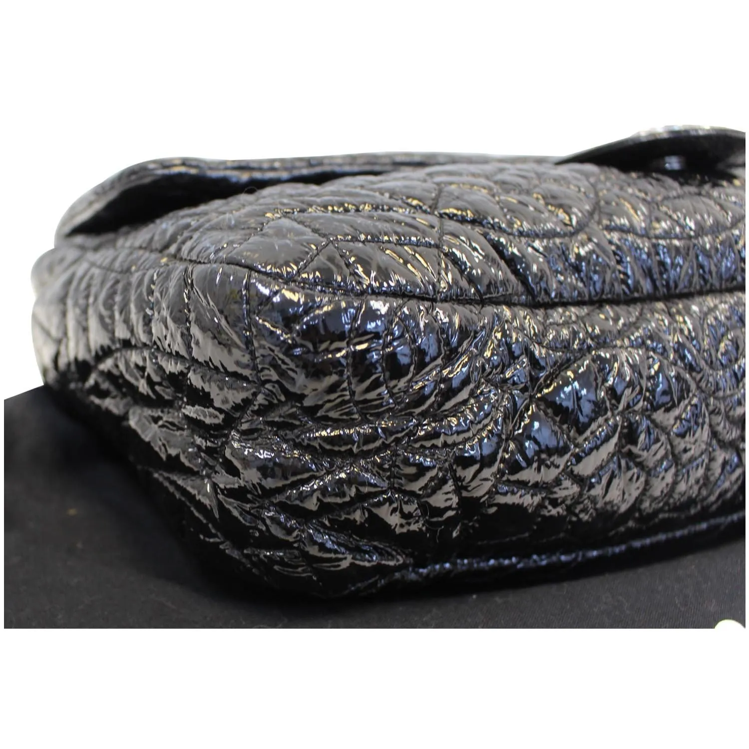 CHANEL Quilted Pattern Jumbo Single Flap Bag Black