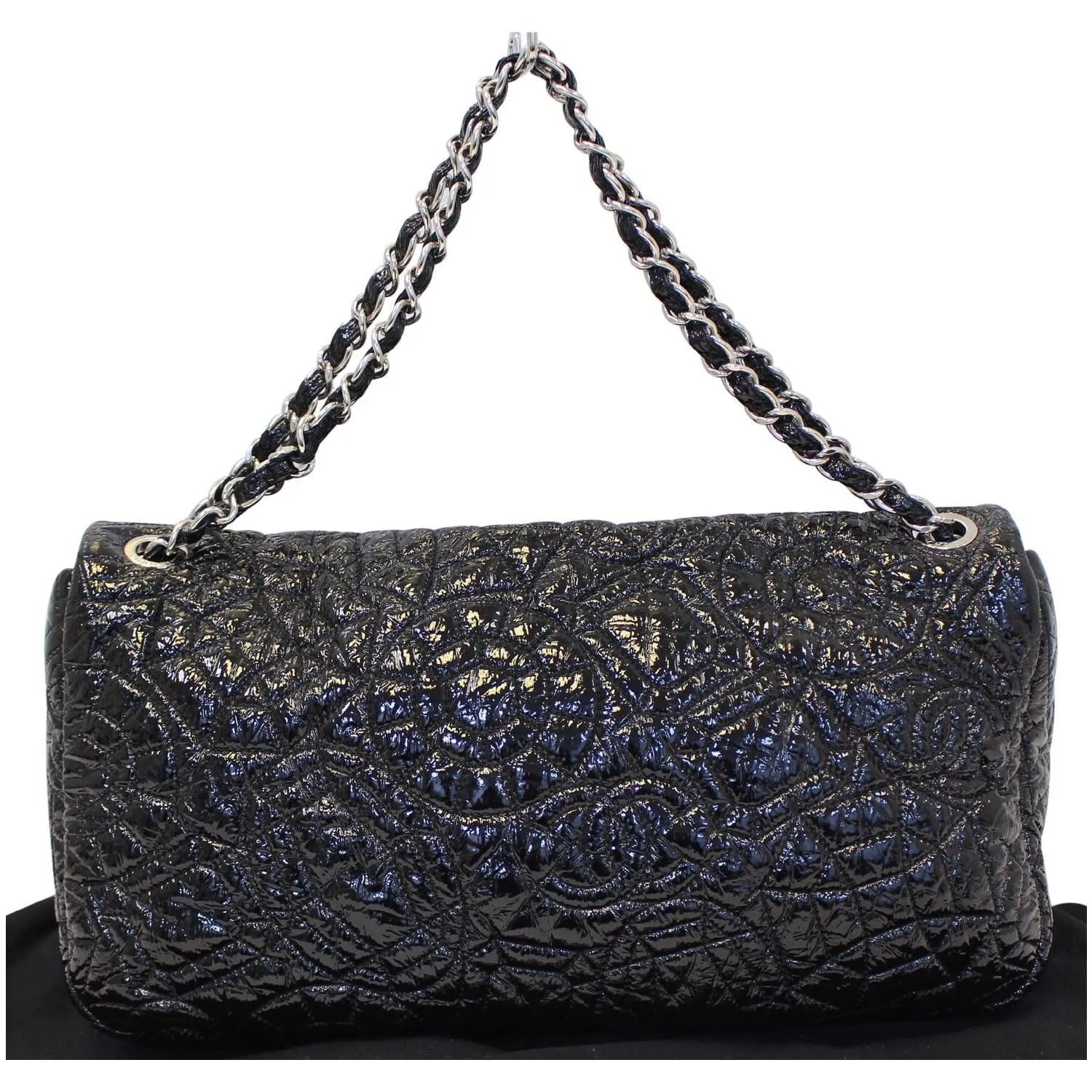 CHANEL Quilted Pattern Jumbo Single Flap Bag Black