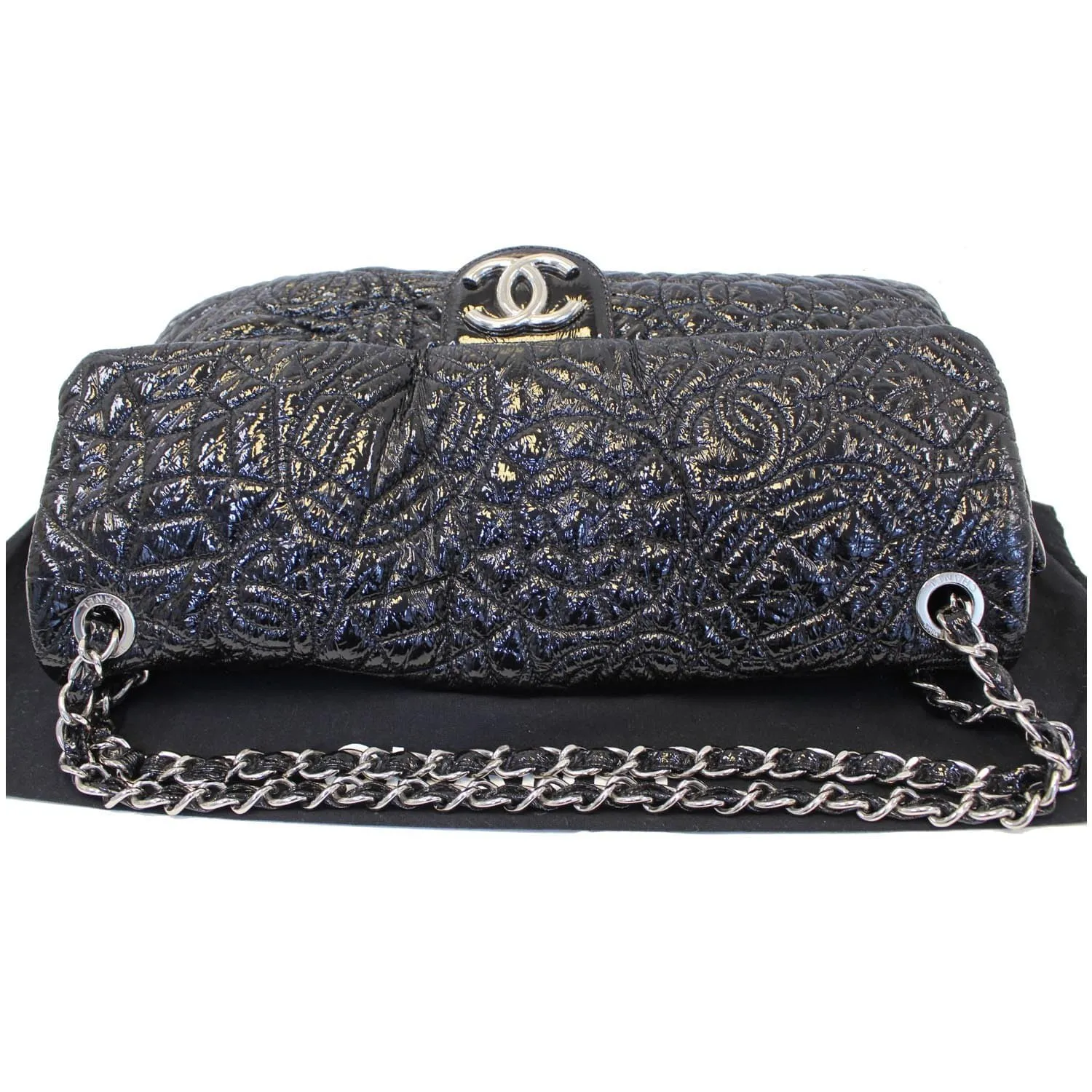 CHANEL Quilted Pattern Jumbo Single Flap Bag Black