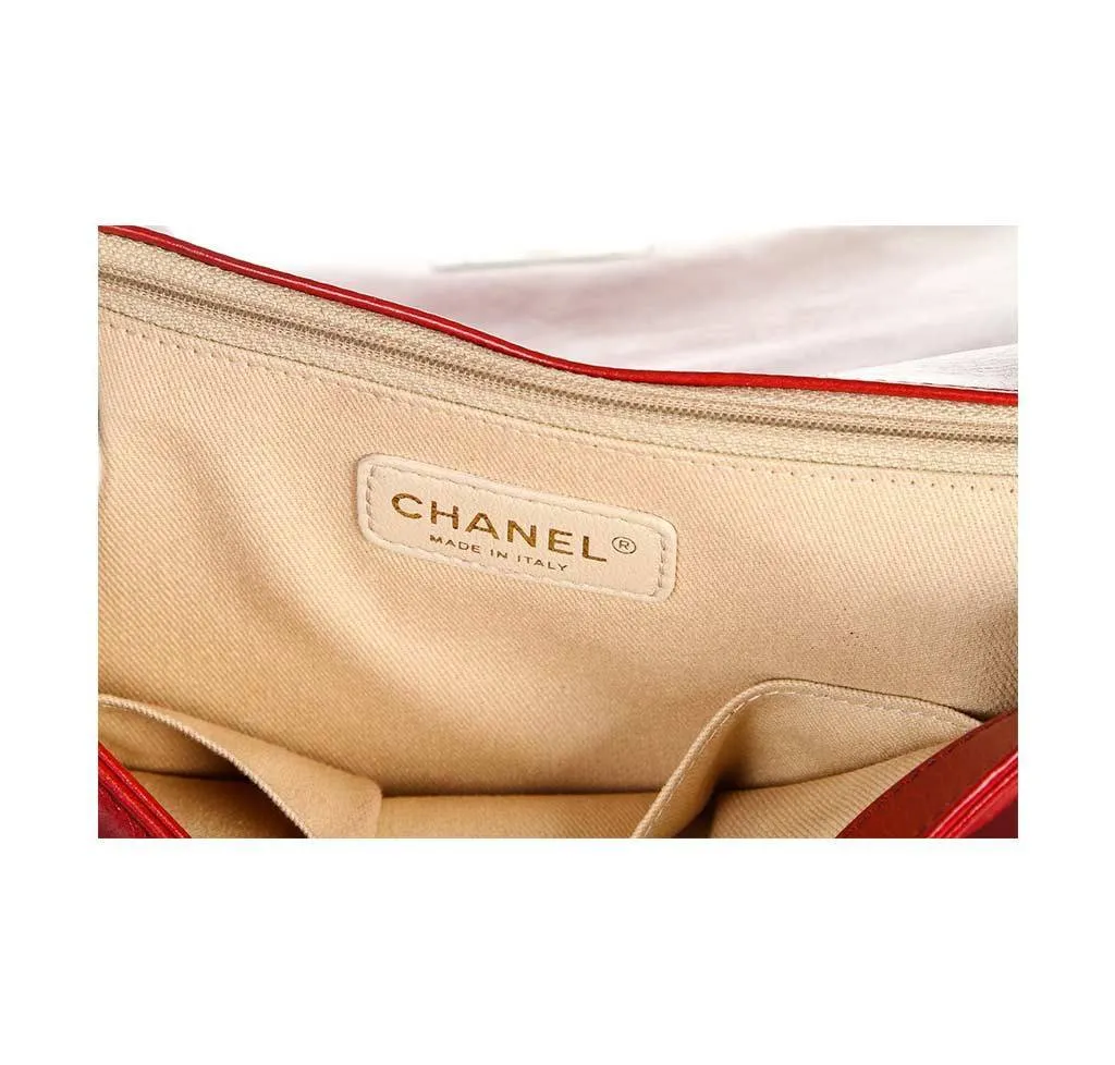 Chanel Red Quilted Boy Bag Lambskin