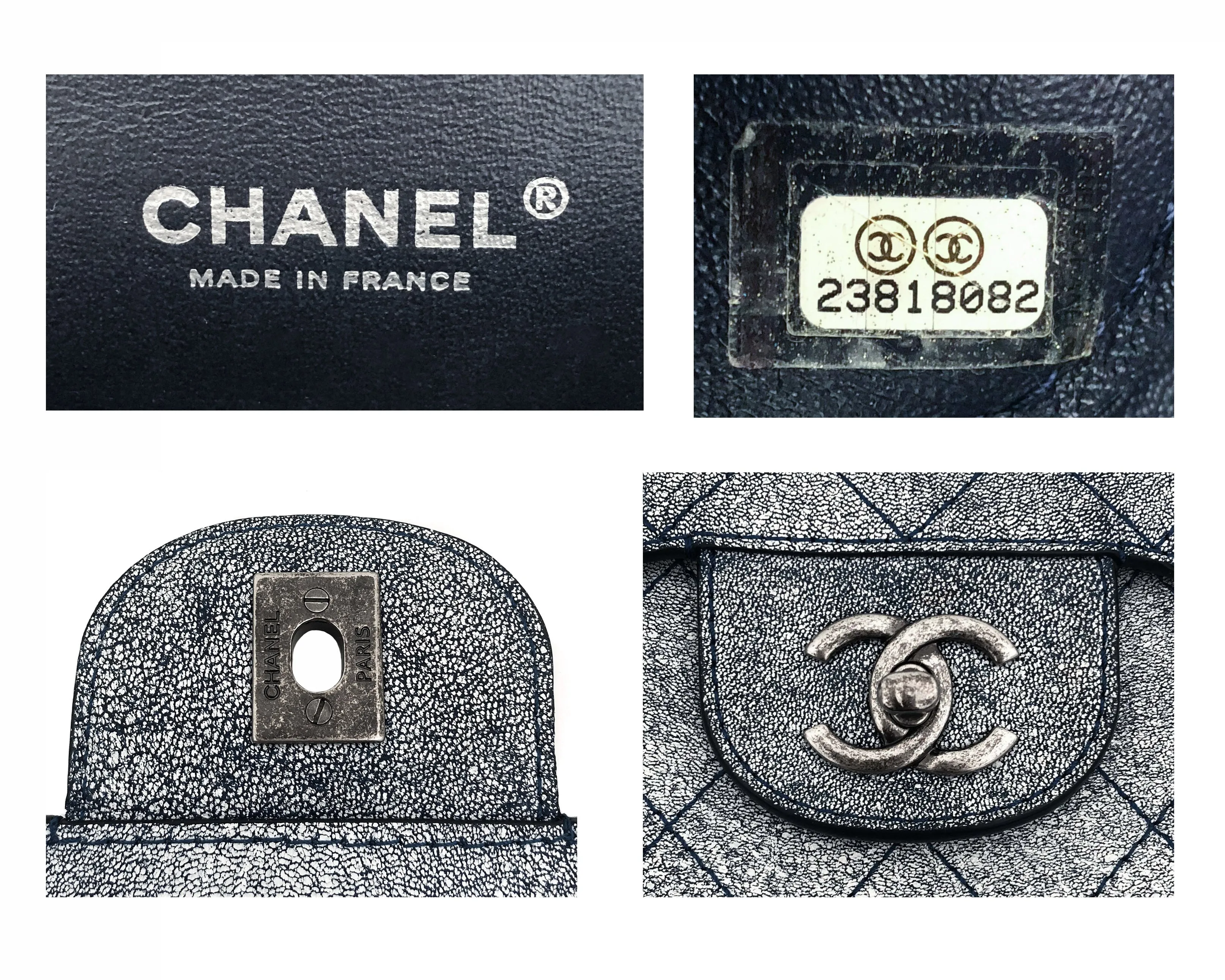 Chanel Runway Blue Distressed Calfskin Double Flap Jumbo