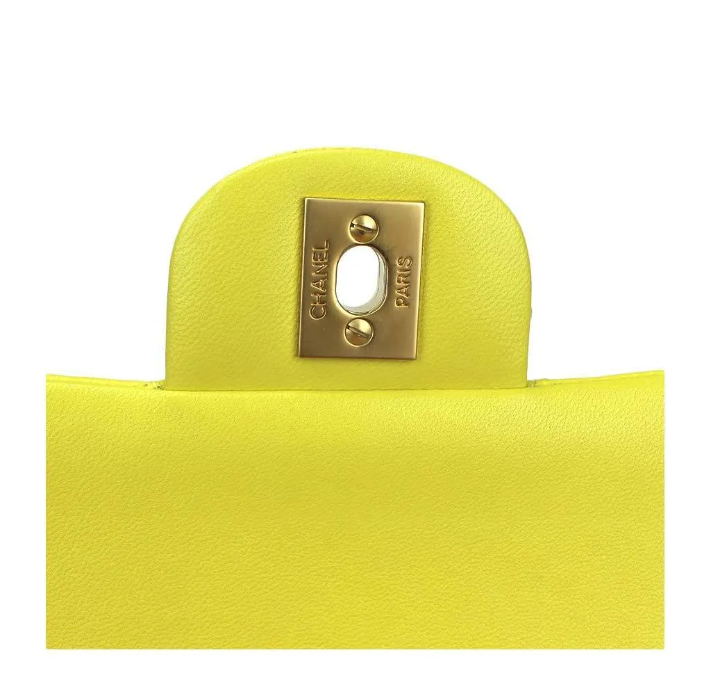 Chanel Shoulder Bag Yellow GHW