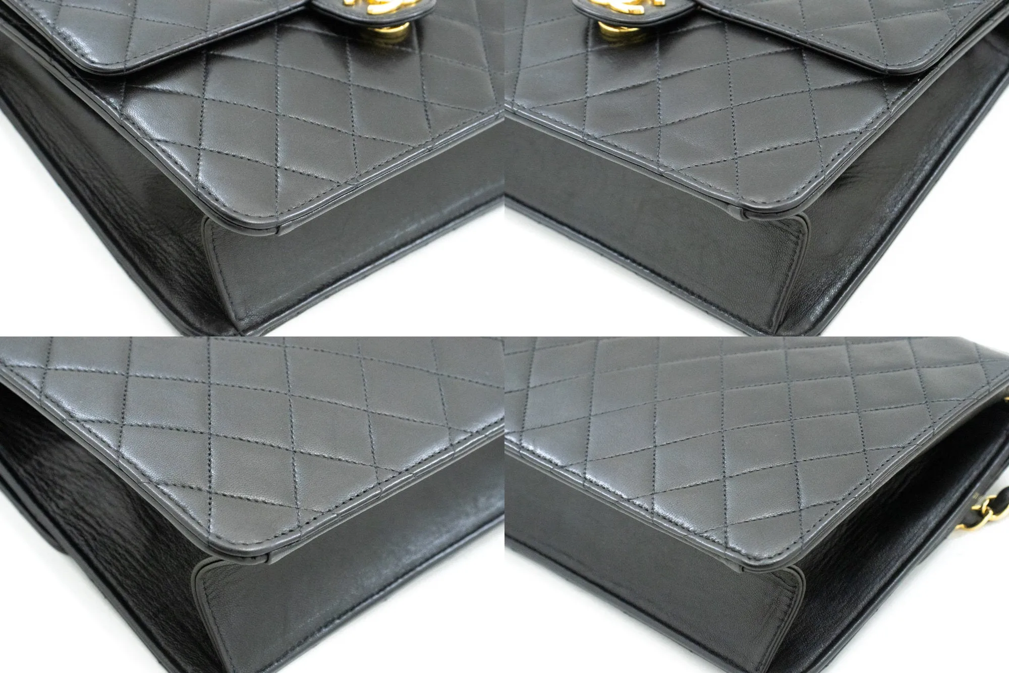 CHANEL Small Chain Shoulder Bag Clutch Black Quilted Flap Lambskin n26