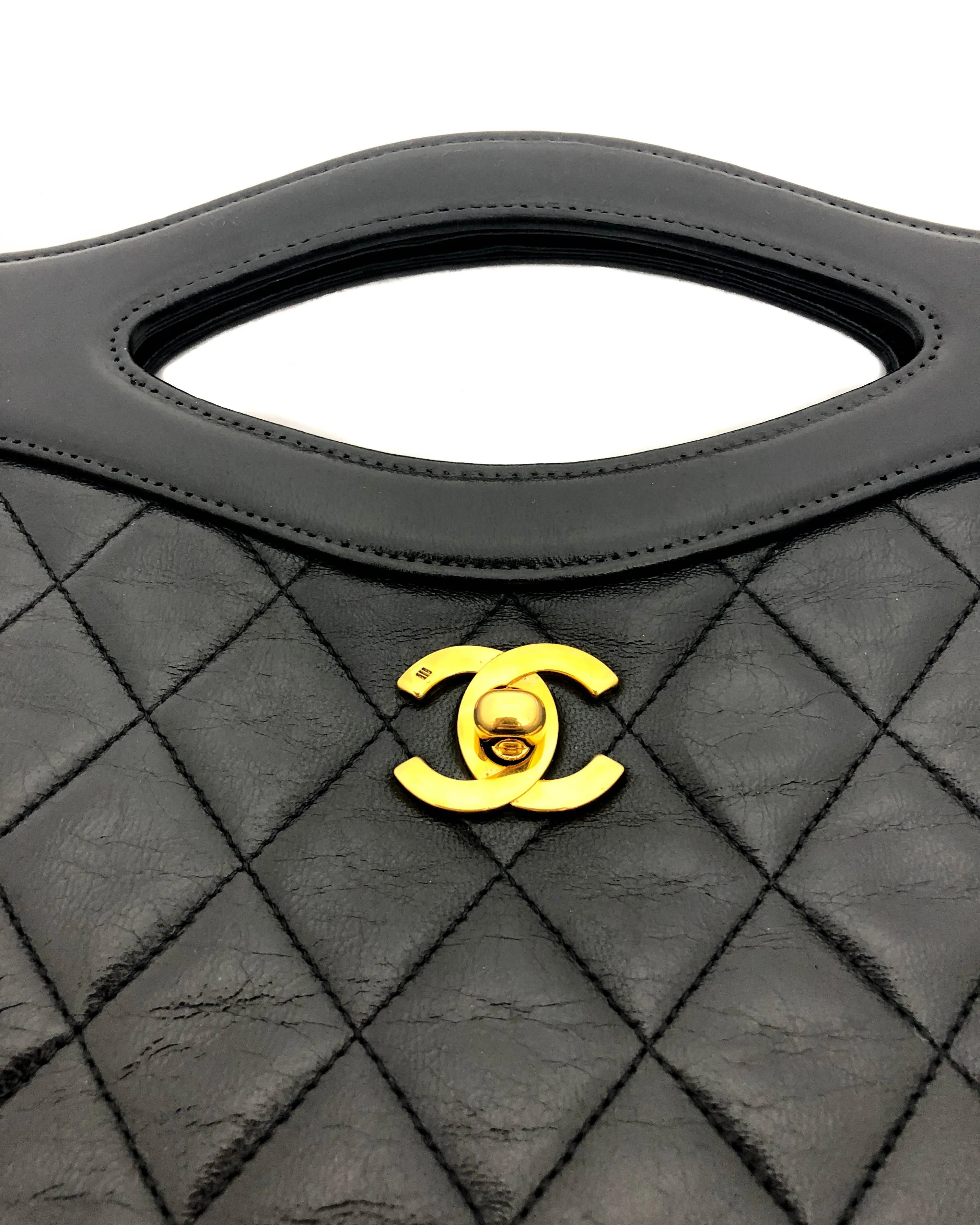 Chanel Vintage Black Lambskin 31 Large Shopping Bag