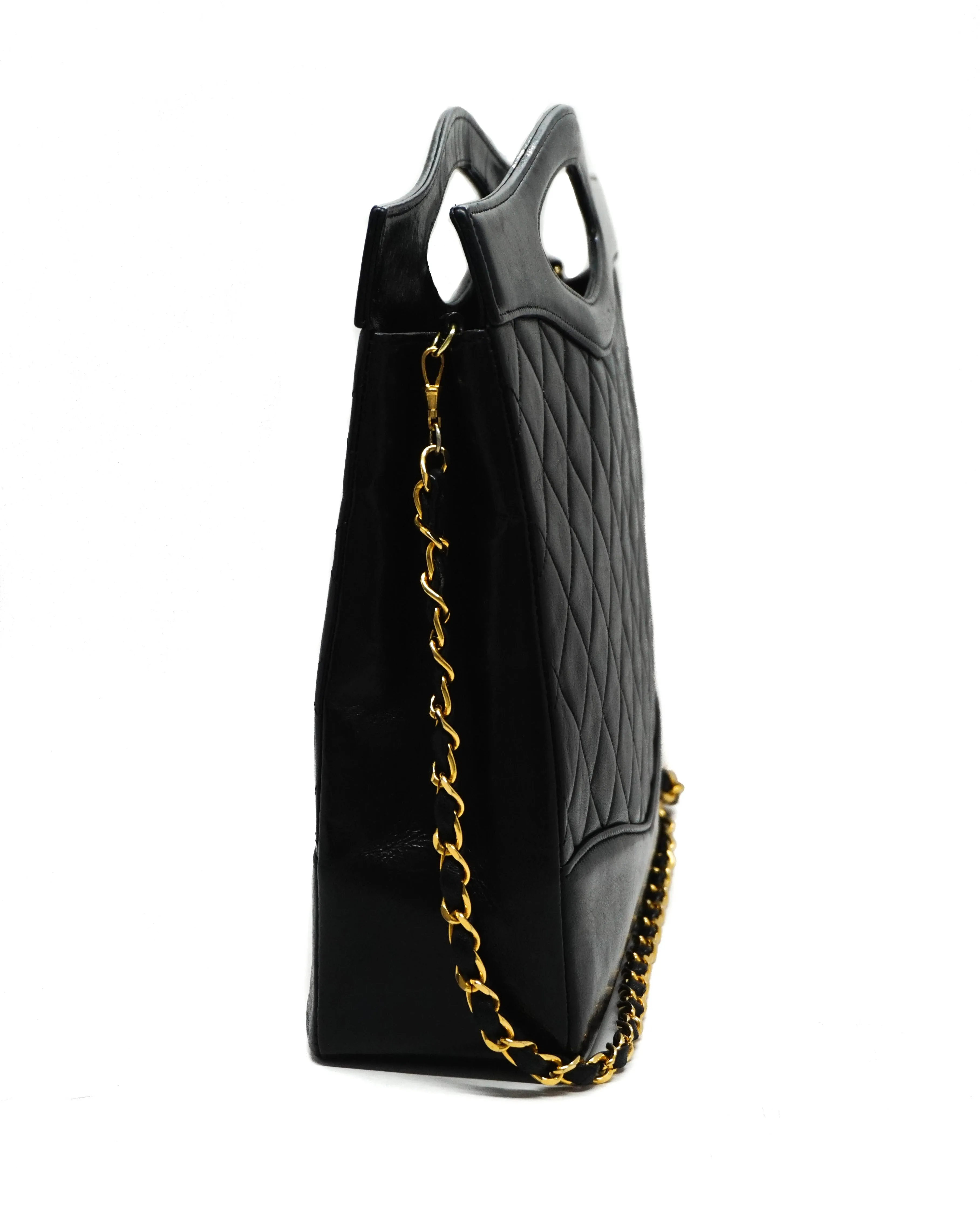 Chanel Vintage Black Lambskin 31 Large Shopping Bag