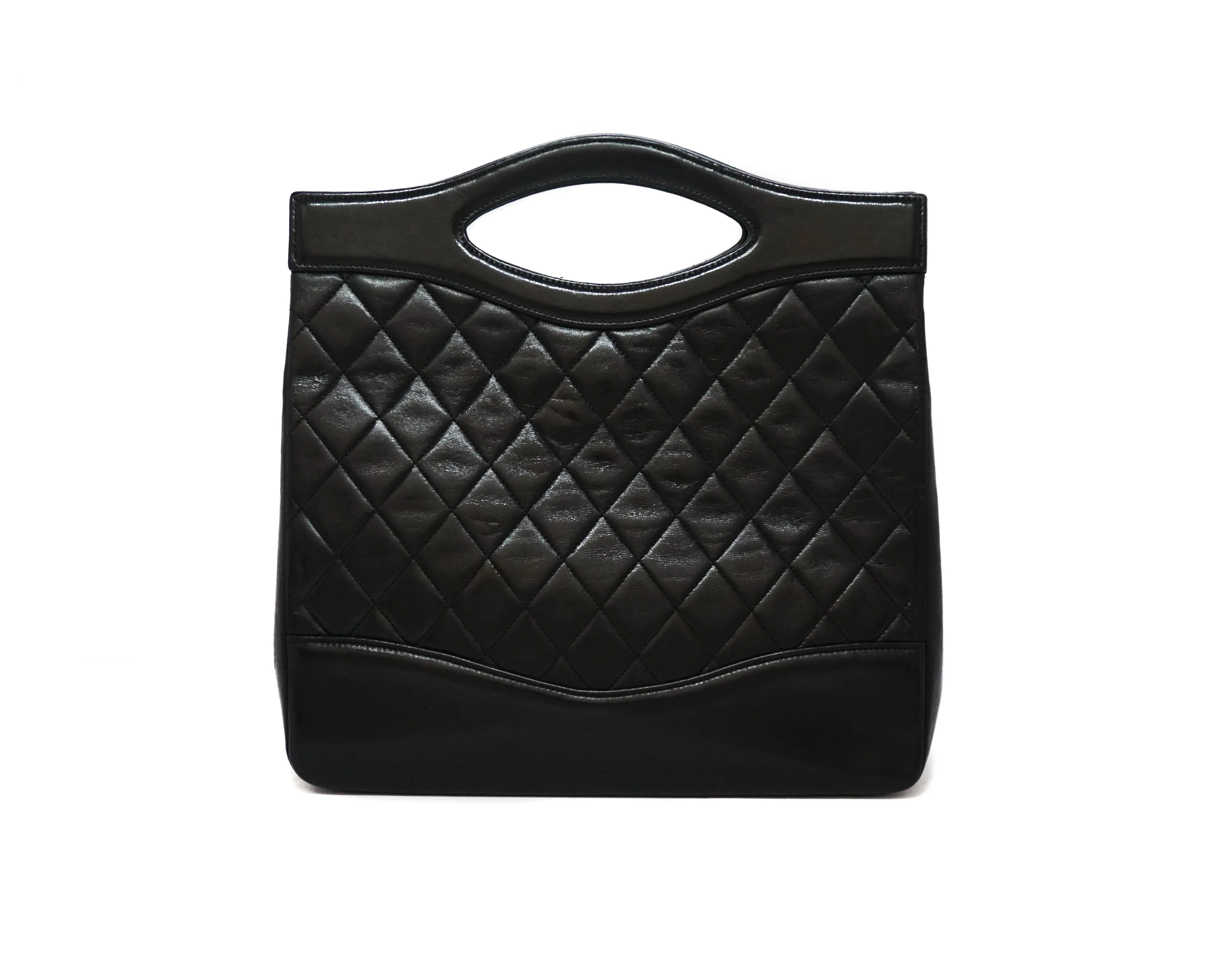 Chanel Vintage Black Lambskin 31 Large Shopping Bag