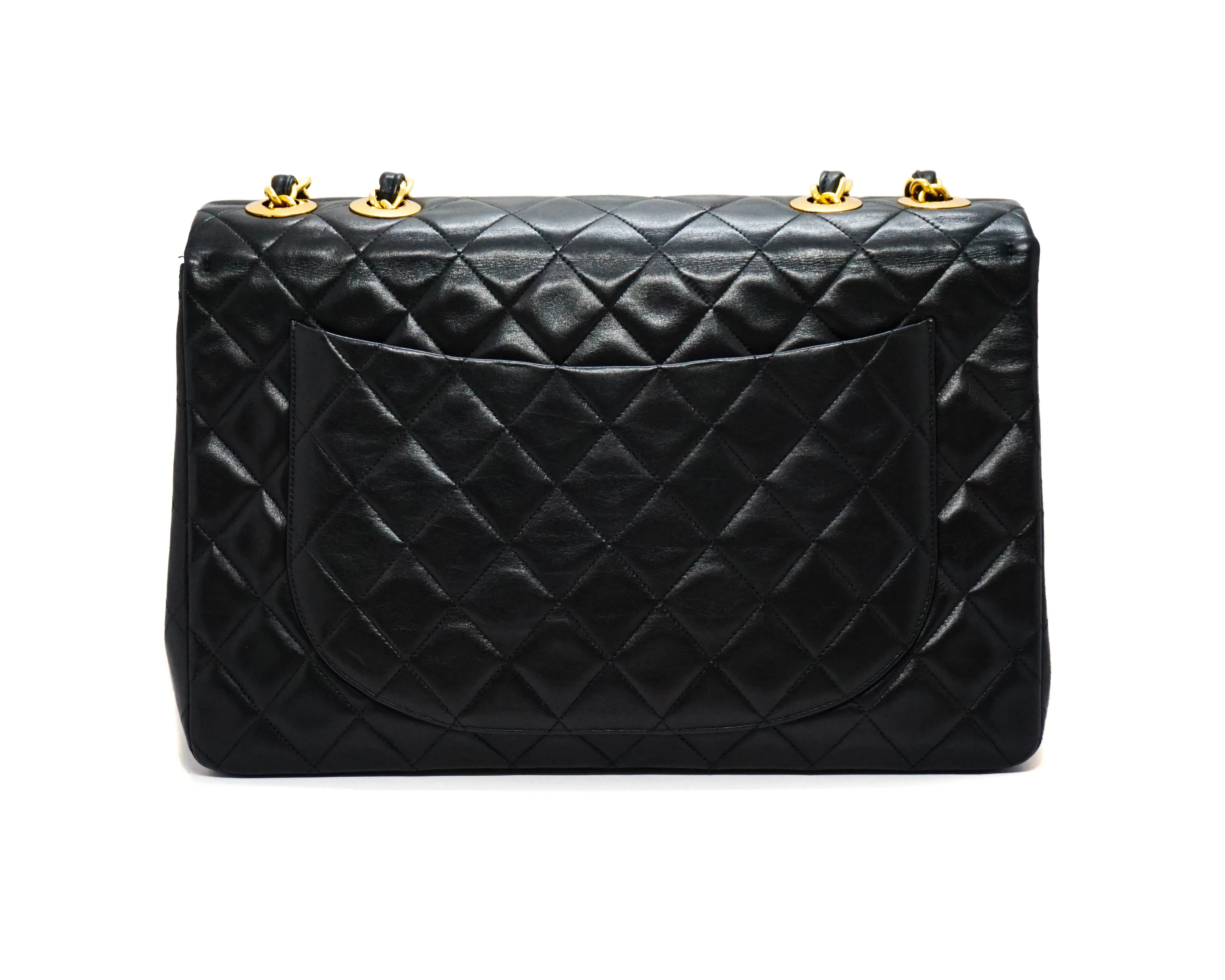 Chanel Vintage Black Lambskin Maxi Jumbo