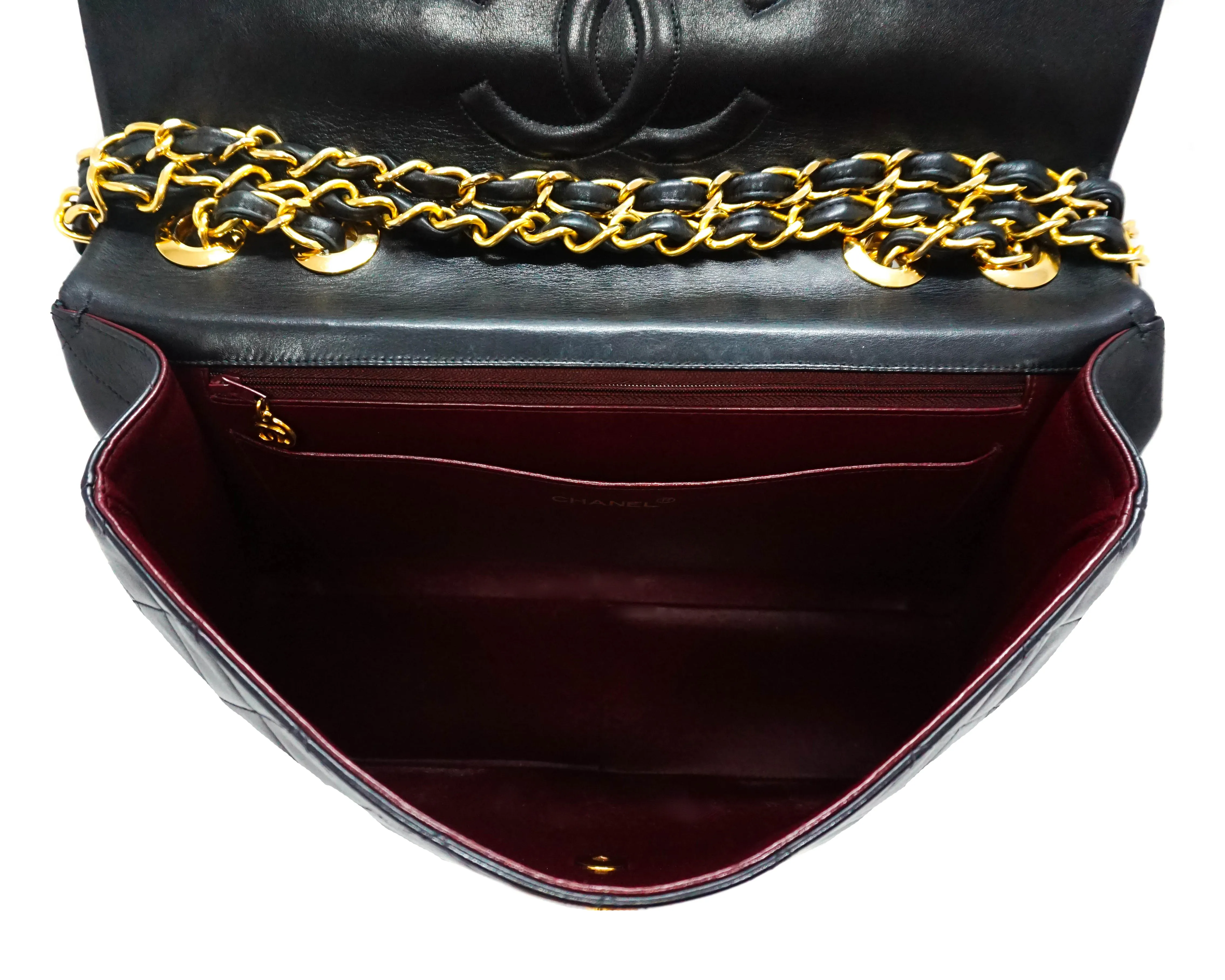Chanel Vintage Black Lambskin Maxi Jumbo