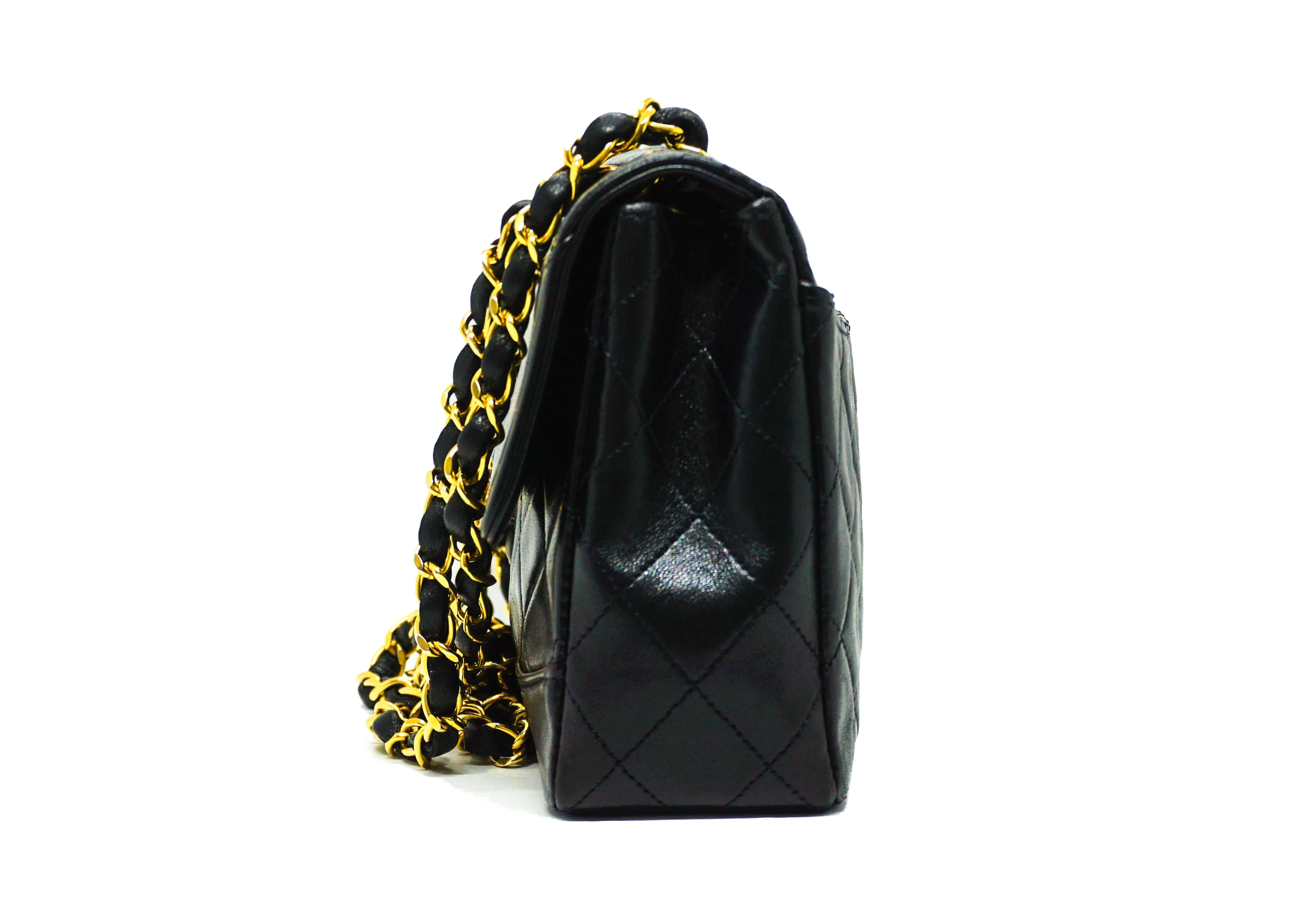 Chanel Vintage Black Lambskin Small Classic 2.55 9” Flap Bag