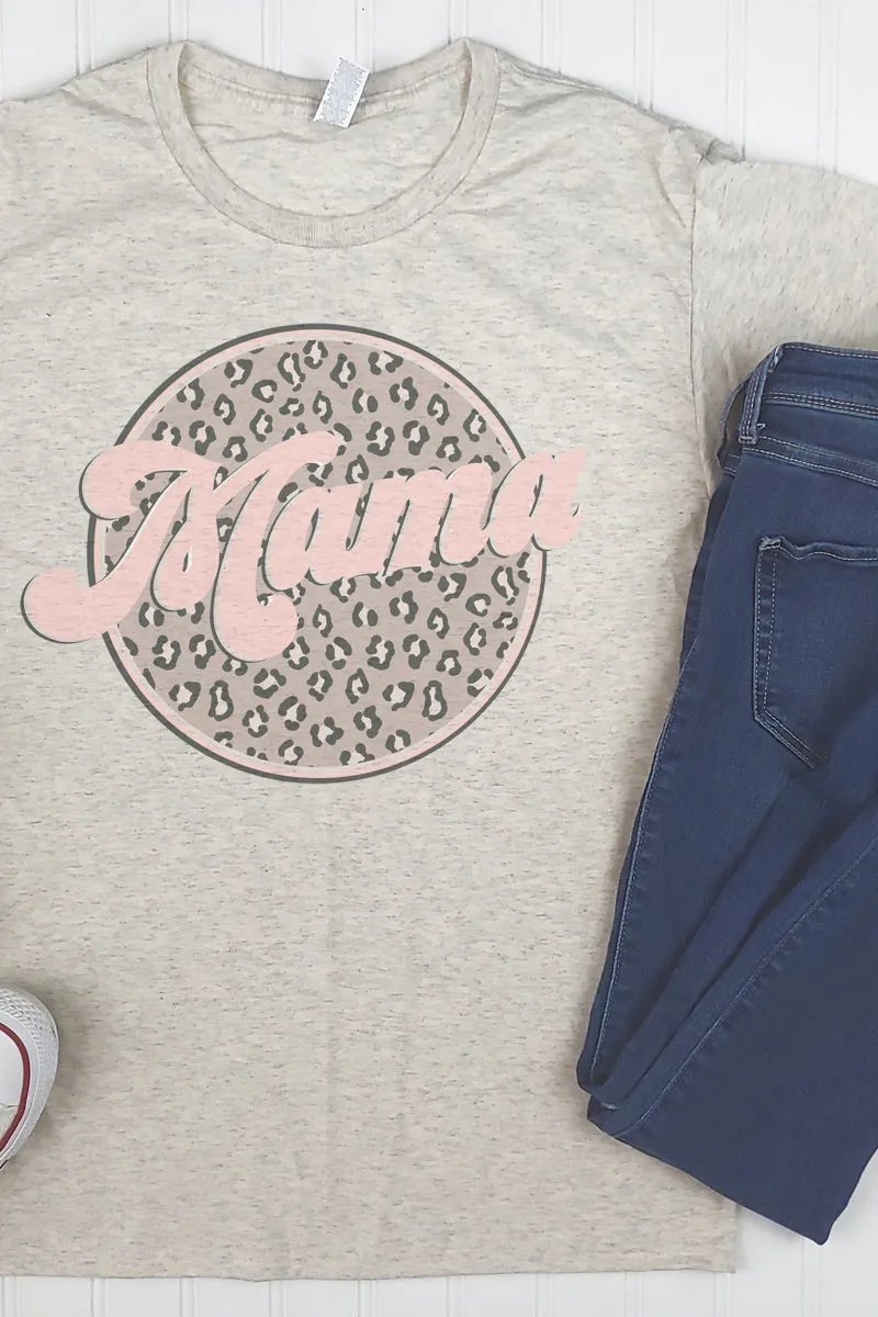 Cheetah Mama Circle Adult Tri-Blend T-Shirt