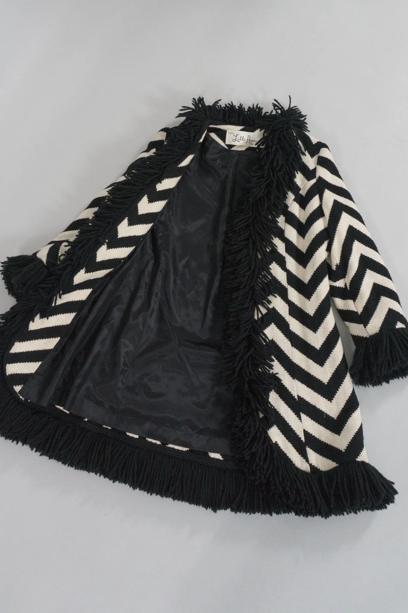 Chevron Stripe Fringe Coat