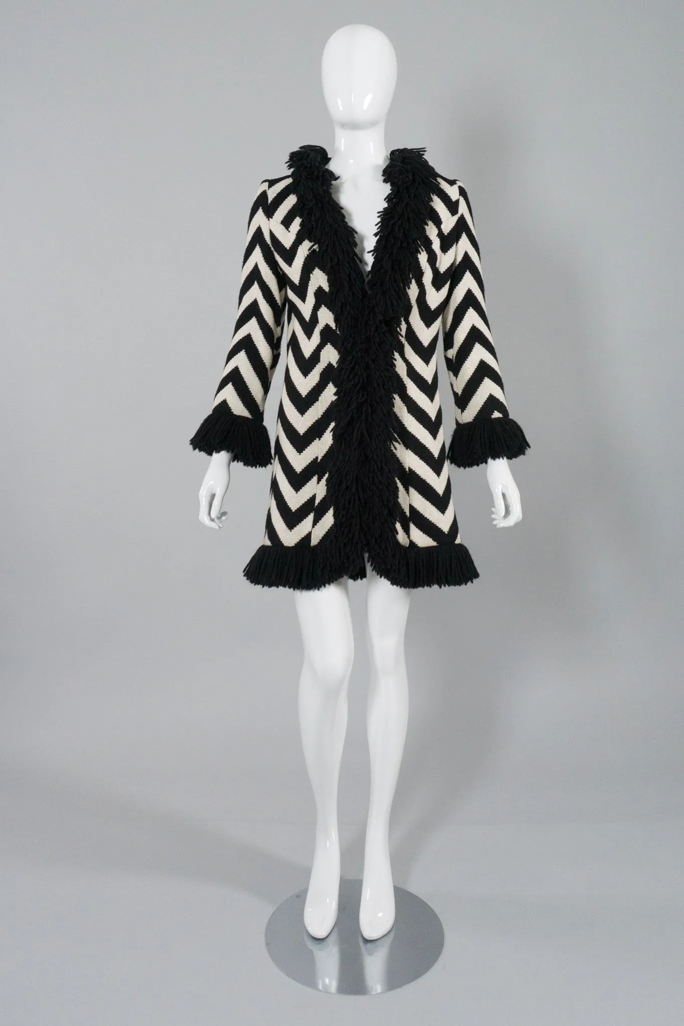 Chevron Stripe Fringe Coat