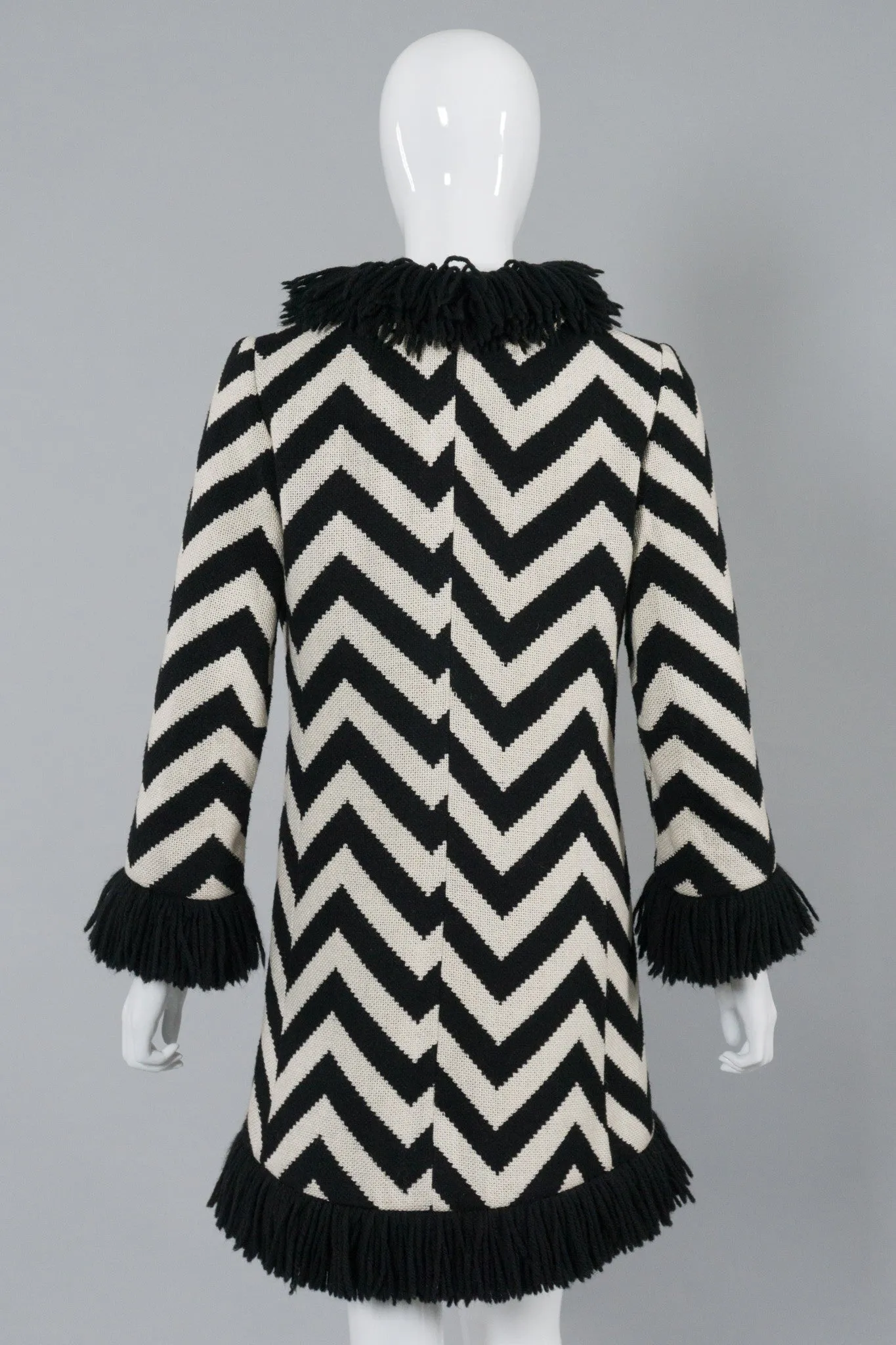 Chevron Stripe Fringe Coat