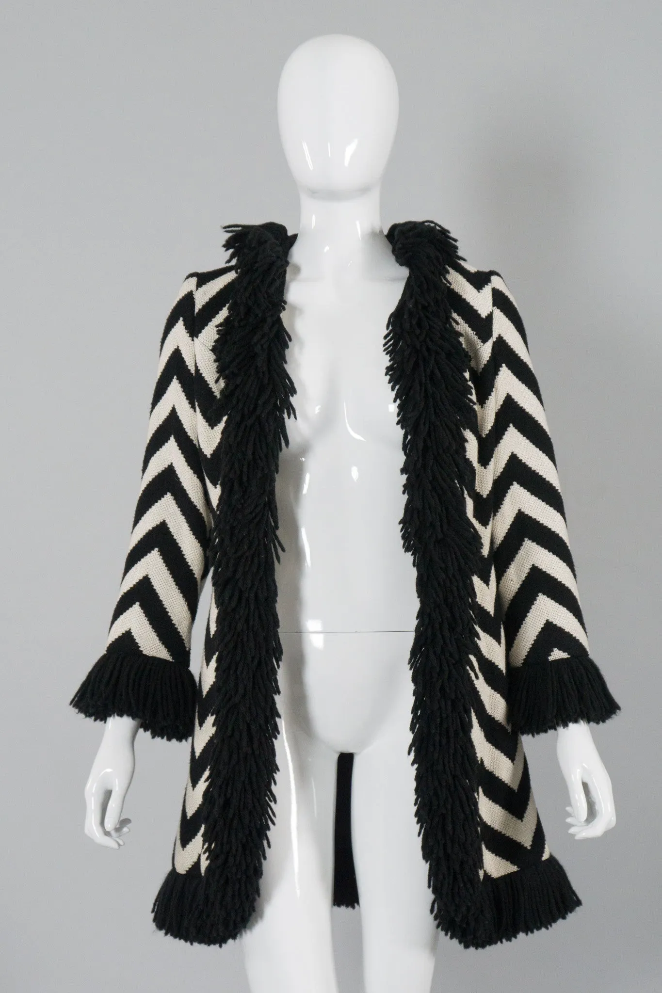 Chevron Stripe Fringe Coat