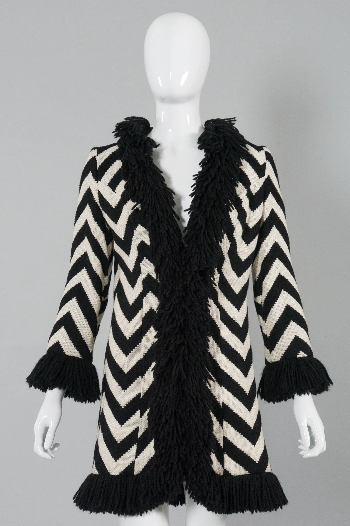 Chevron Stripe Fringe Coat