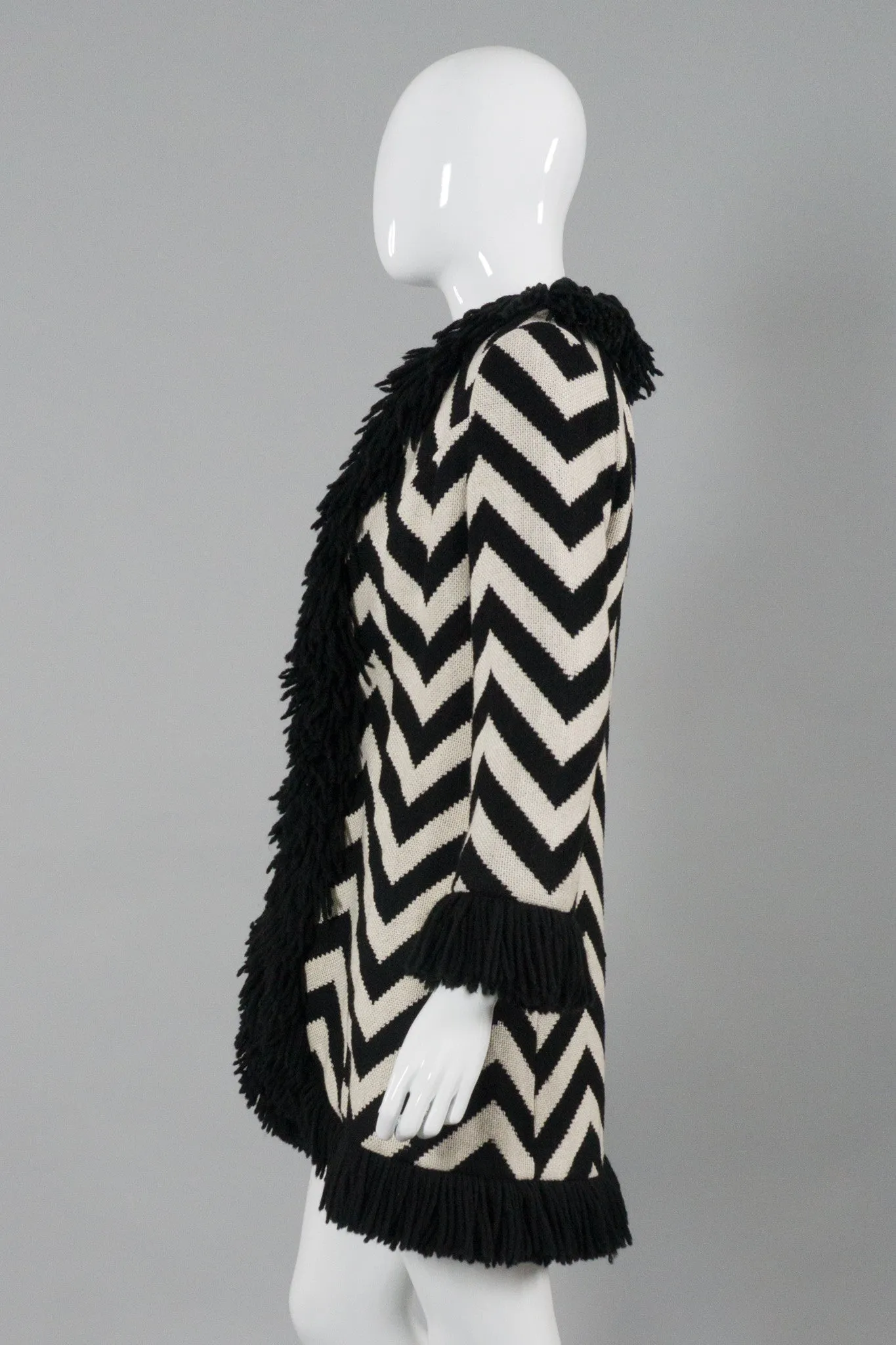 Chevron Stripe Fringe Coat