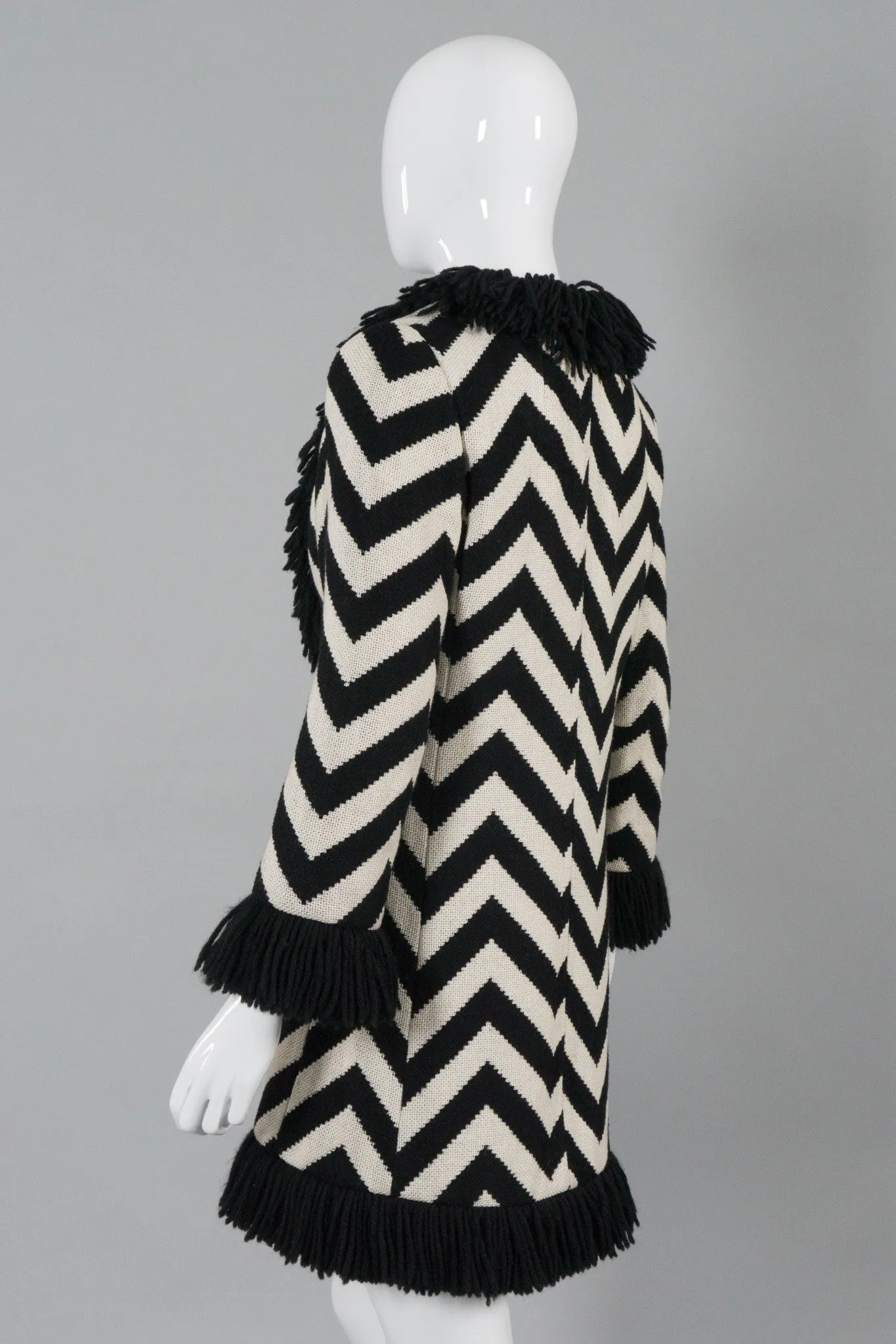 Chevron Stripe Fringe Coat